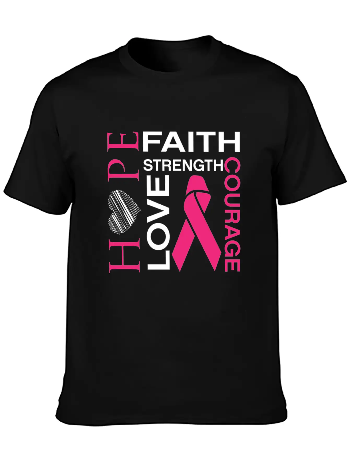 Hope Faith Strength Love Courage Unisex Short Sleeve Soft Cotton T-Shirt – Casual Everyday Wear