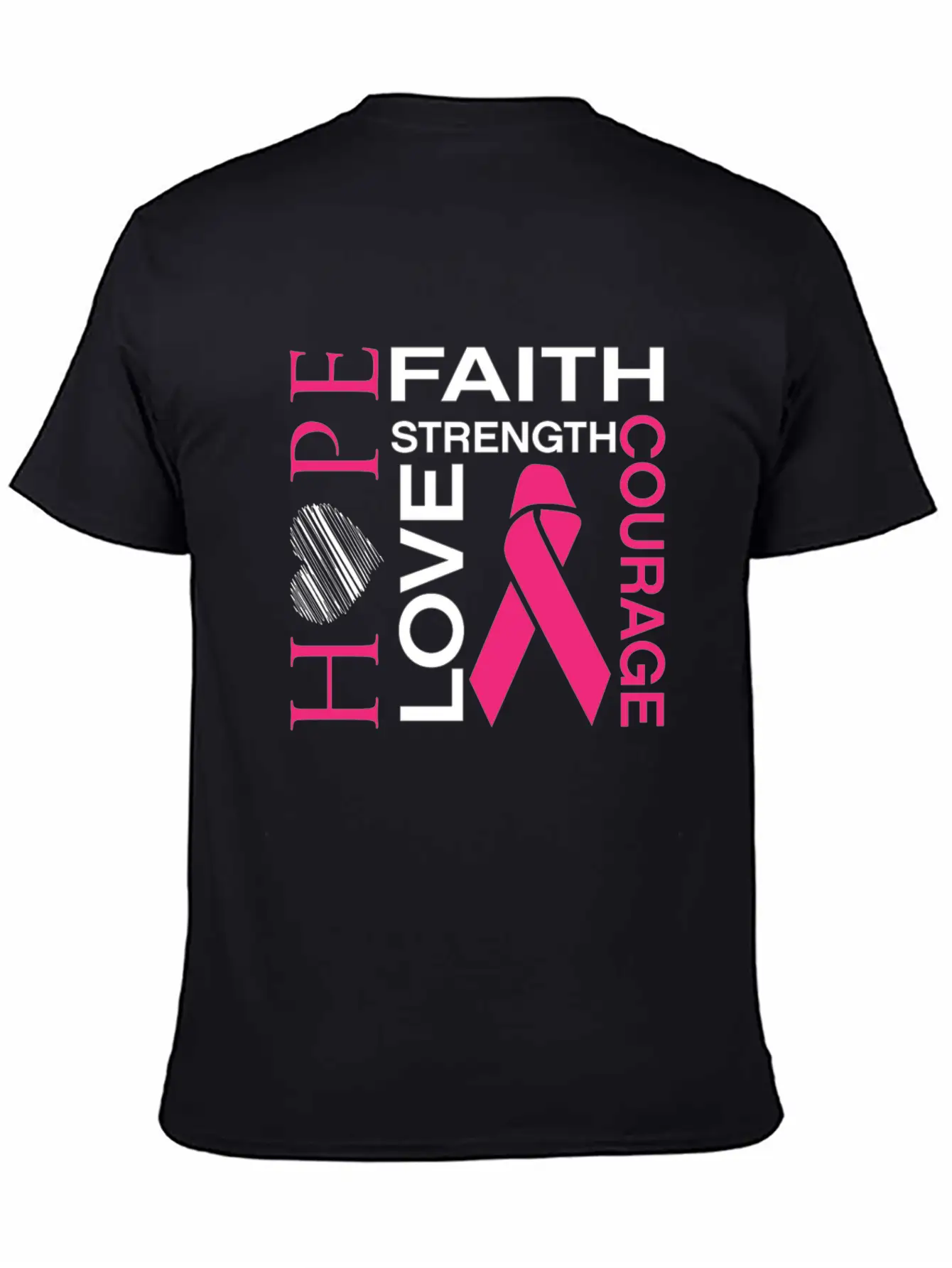 Hope Faith Strength Love Courage Unisex Short Sleeve Soft Cotton T-Shirt – Casual Everyday Wear