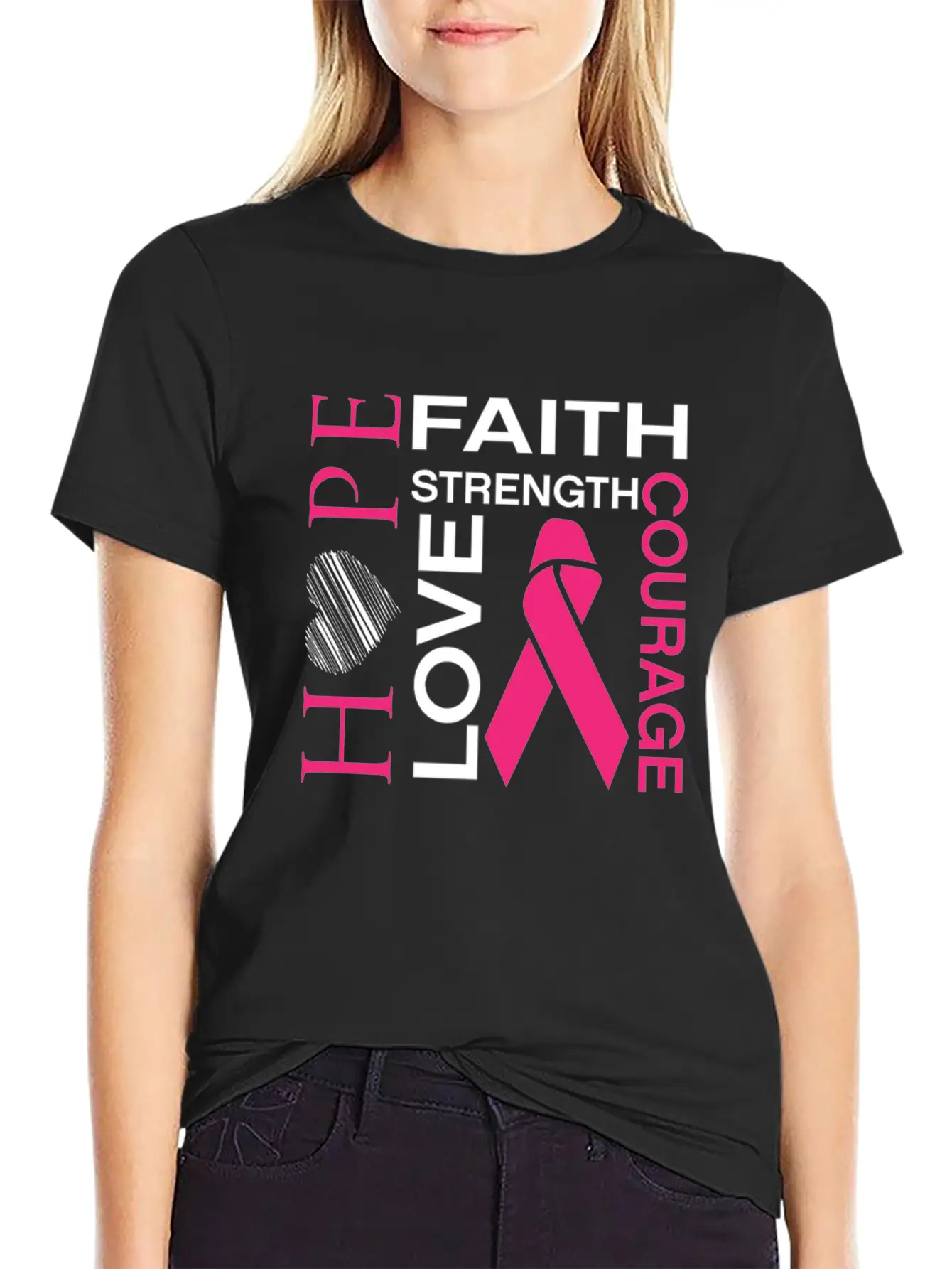 Hope Faith Strength Love Courage Unisex Short Sleeve Soft Cotton T-Shirt – Casual Everyday Wear