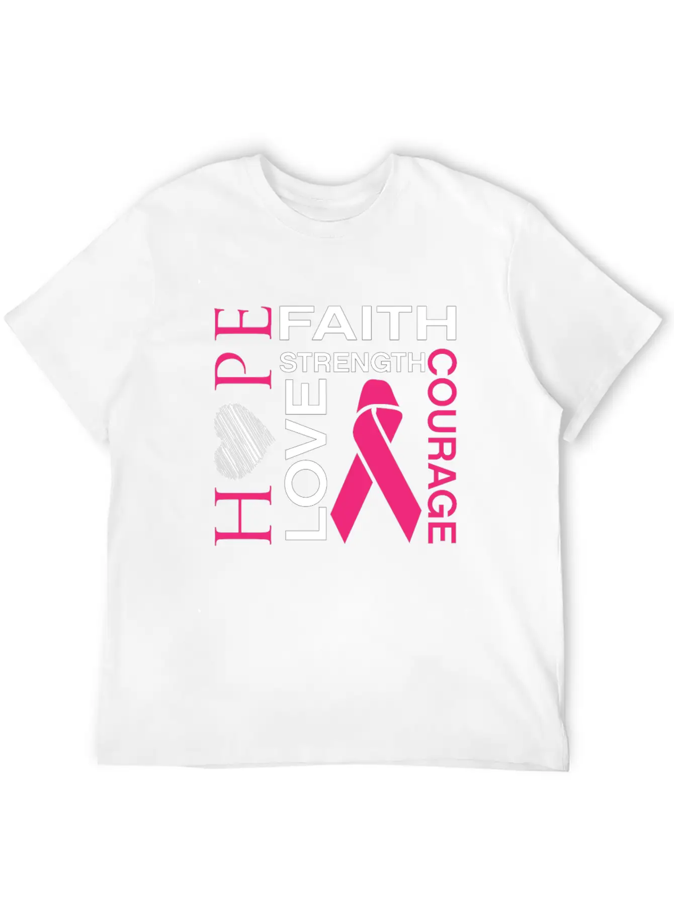 Hope Faith Strength Love Courage Unisex Short Sleeve Soft Cotton T-Shirt – Casual Everyday Wear