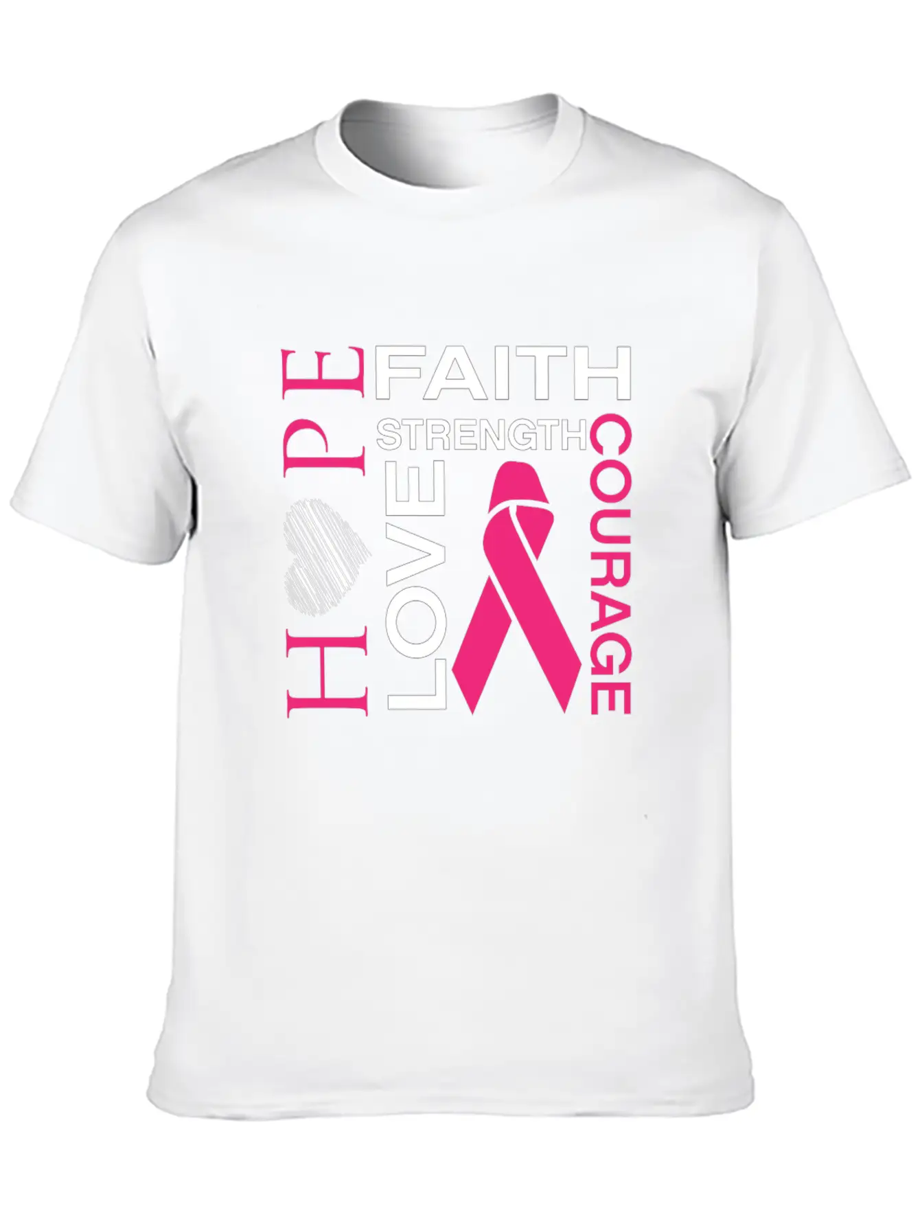 Hope Faith Strength Love Courage Unisex Short Sleeve Soft Cotton T-Shirt – Casual Everyday Wear