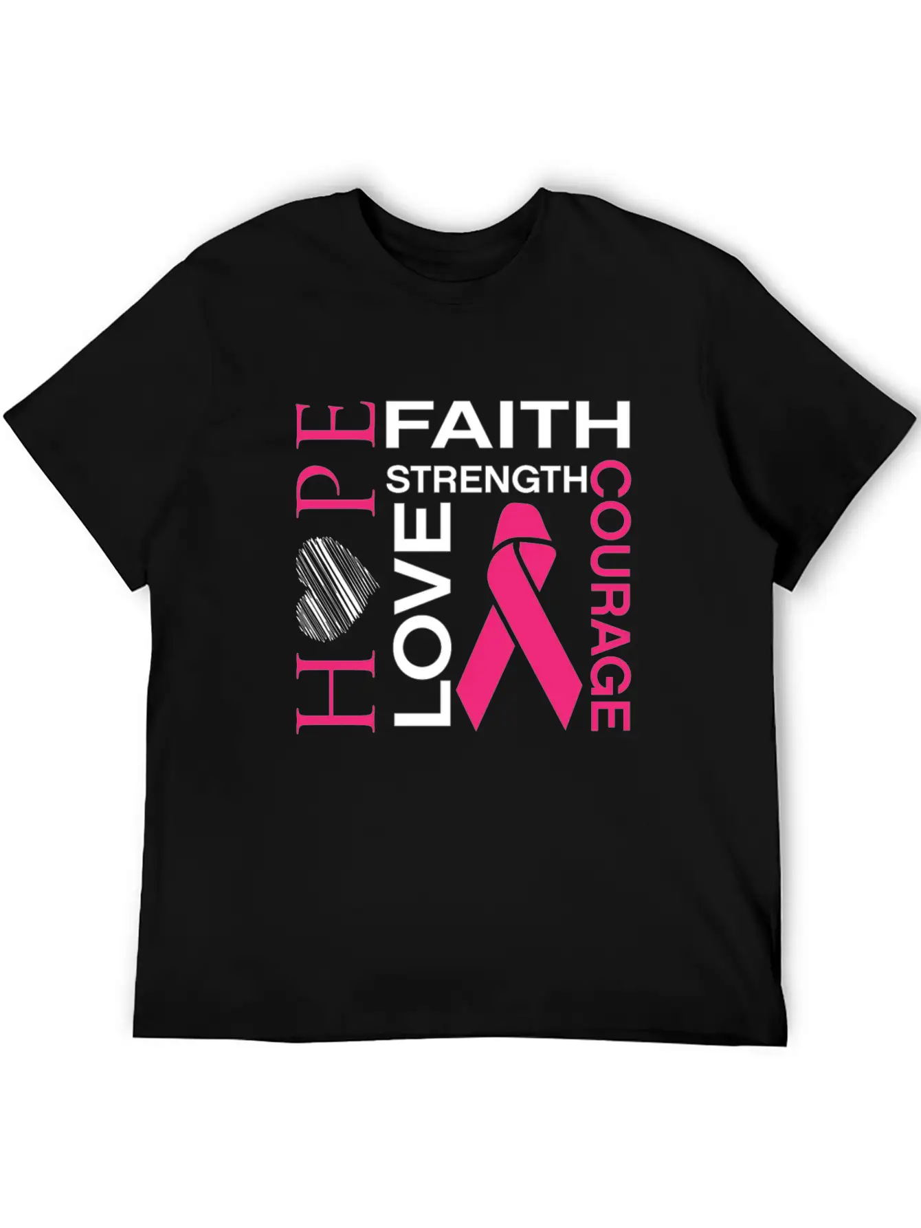Hope Faith Strength Love Courage Unisex Short Sleeve Soft Cotton T-Shirt – Casual Everyday Wear