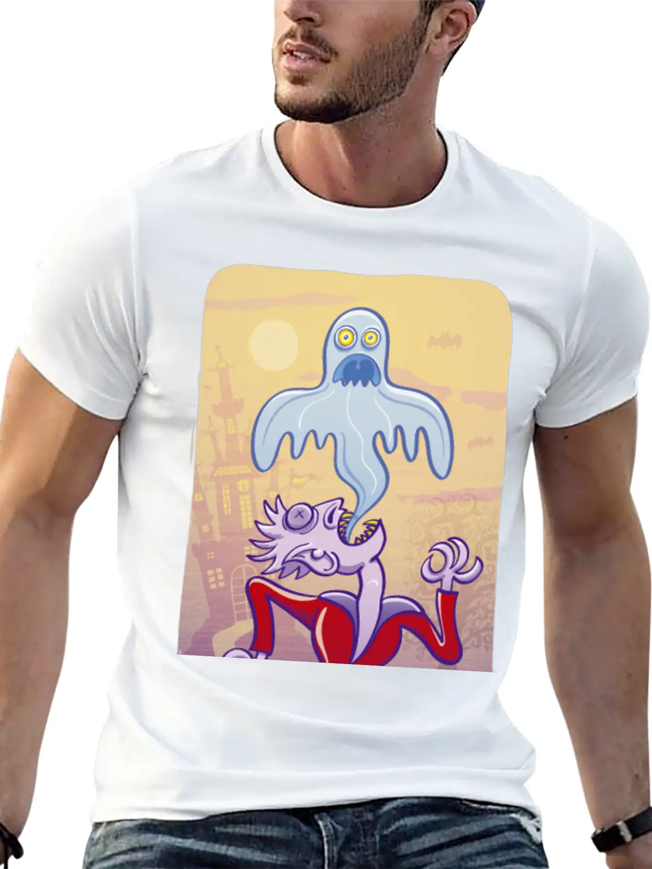 Horrific Vampire Expelling Spooky Ghost Comfortable Minimalist Graphic Tee – Summer Style Essential
