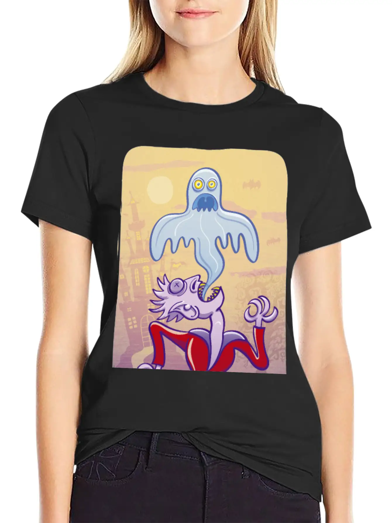 Horrific Vampire Expelling Spooky Ghost Comfortable Minimalist Graphic Tee – Summer Style Essential