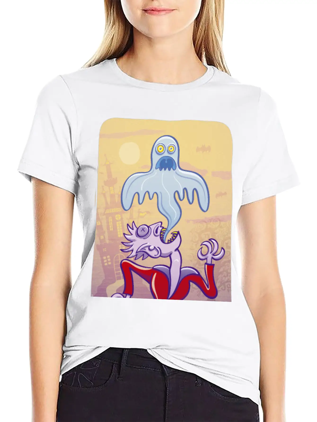 Horrific Vampire Expelling Spooky Ghost Comfortable Minimalist Graphic Tee – Summer Style Essential