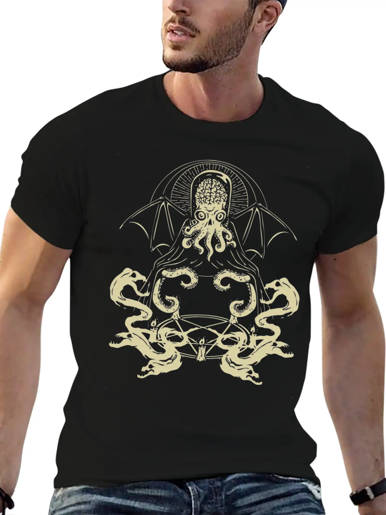 Horror Art Fhtagn Dreams Psychobilly Punk Art Essential Unisex Summer Tee – Soft Cotton Casual Fit