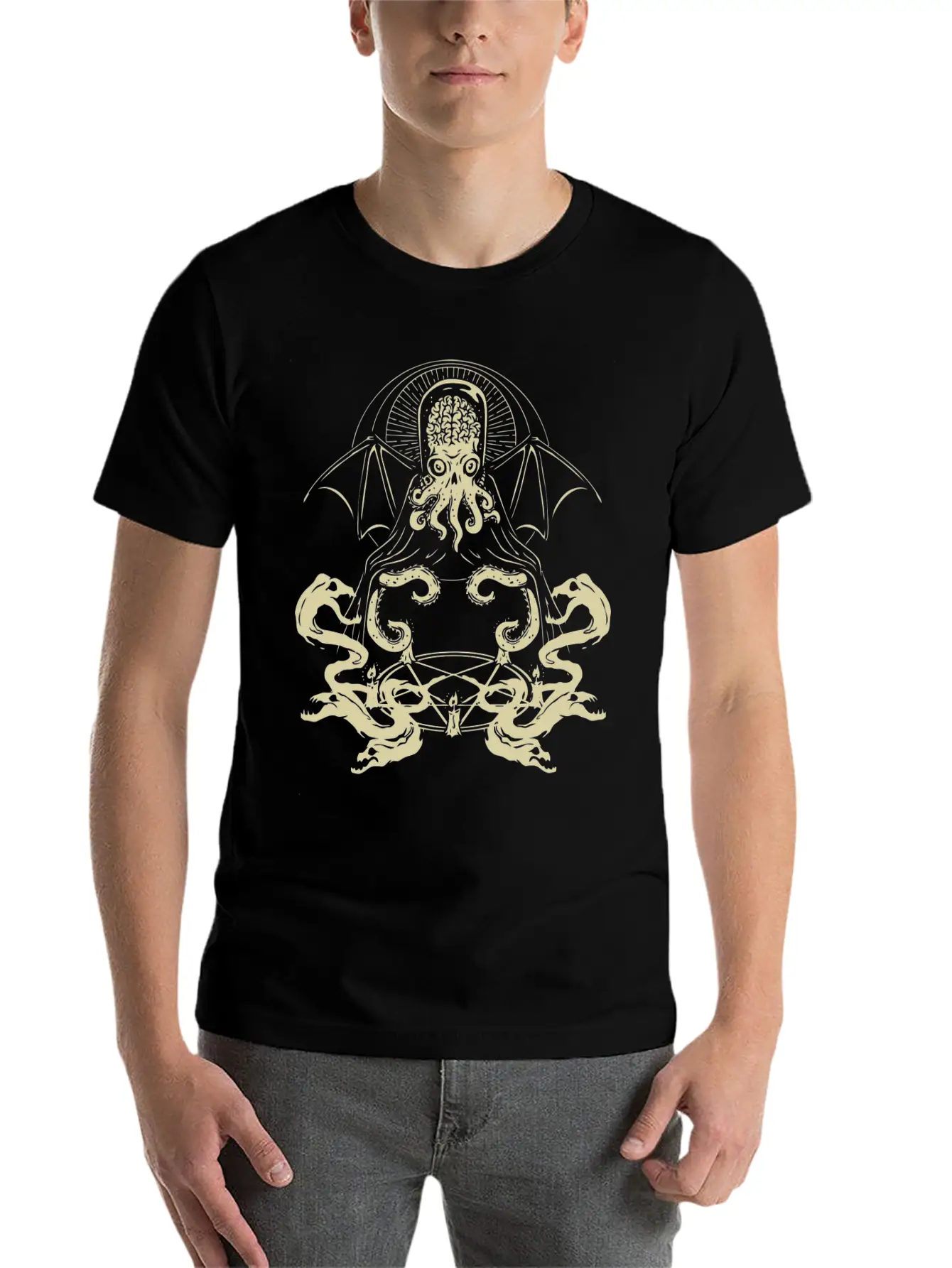 Horror Art Fhtagn Dreams Psychobilly Punk Art Essential Unisex Summer Tee – Soft Cotton Casual Fit