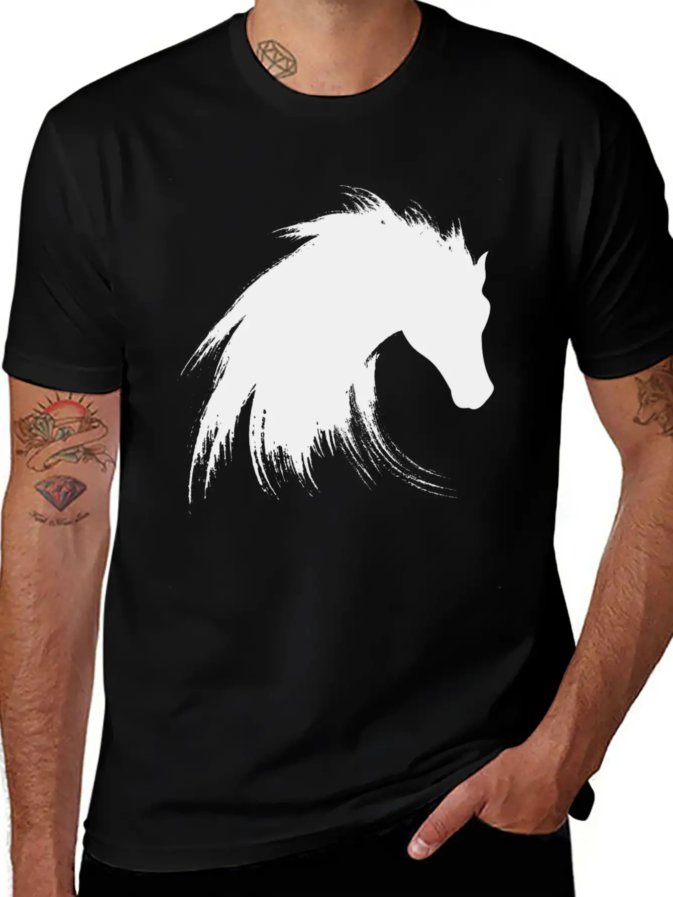 Horse Creative Design Unisex Short Sleeve Soft Cotton T-Shirt – Casual Everyday Wear