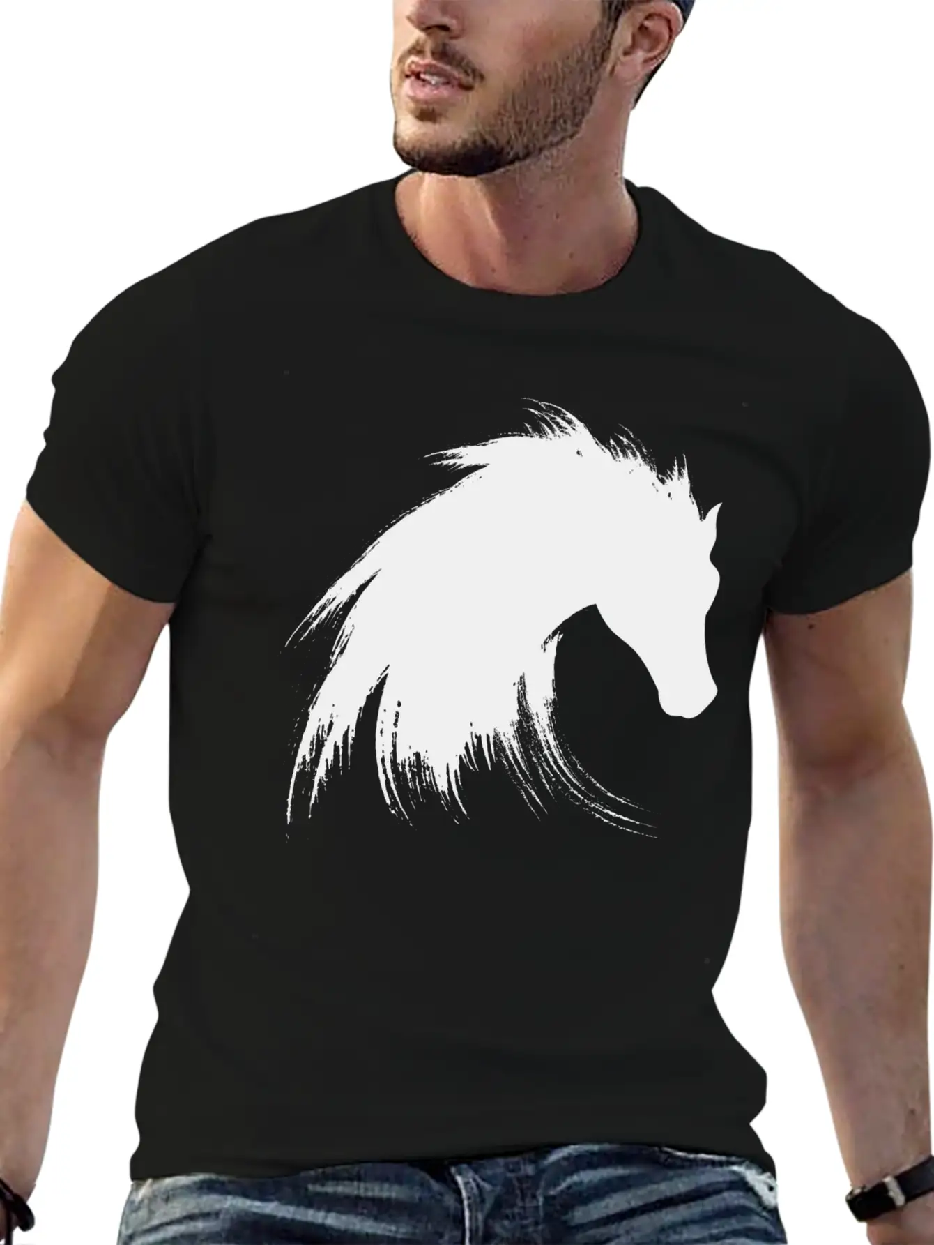 Horse Creative Design Unisex Short Sleeve Soft Cotton T-Shirt – Casual Everyday Wear
