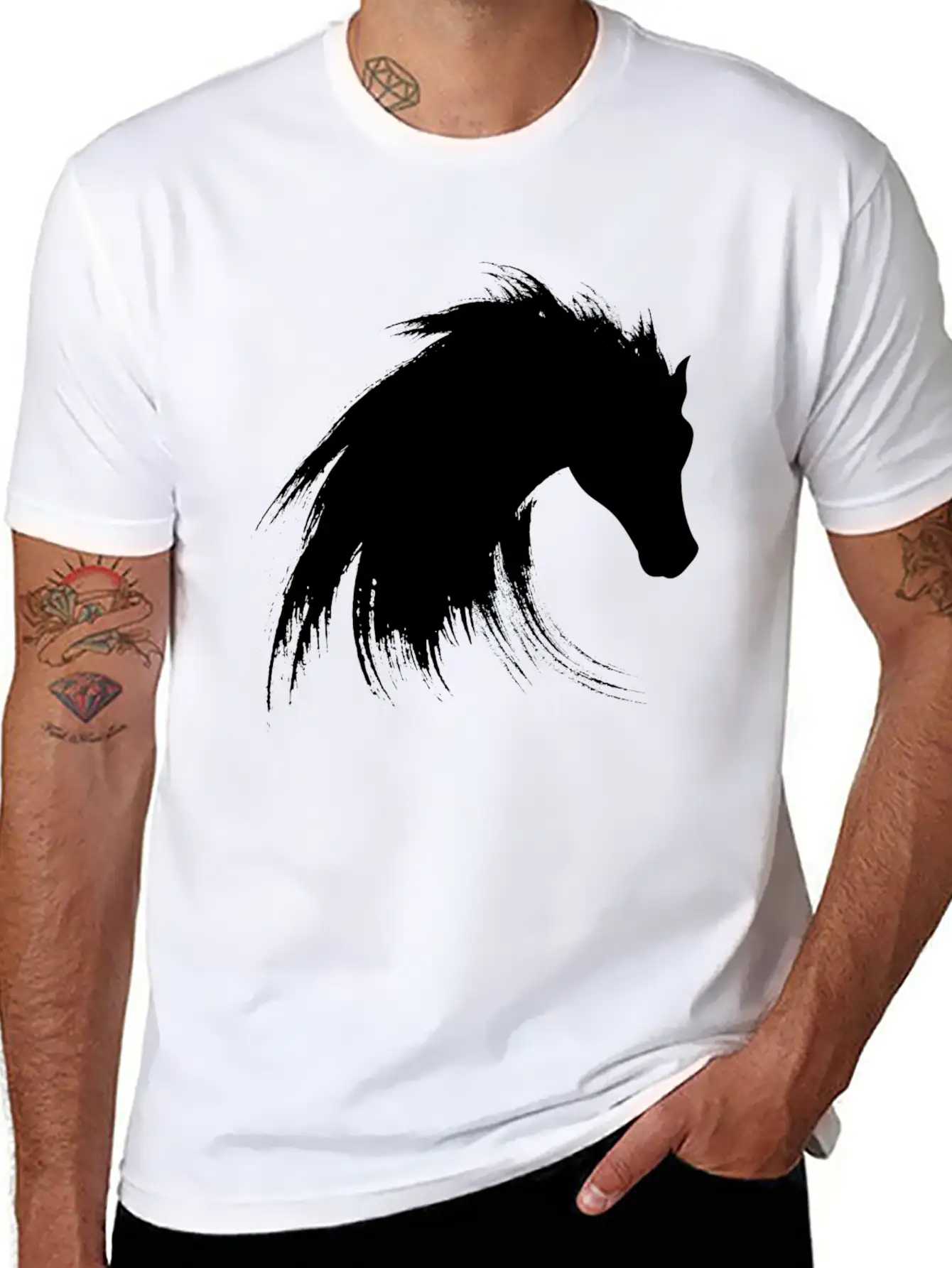 Horse Creative Design Unisex Short Sleeve Soft Cotton T-Shirt – Casual Everyday Wear