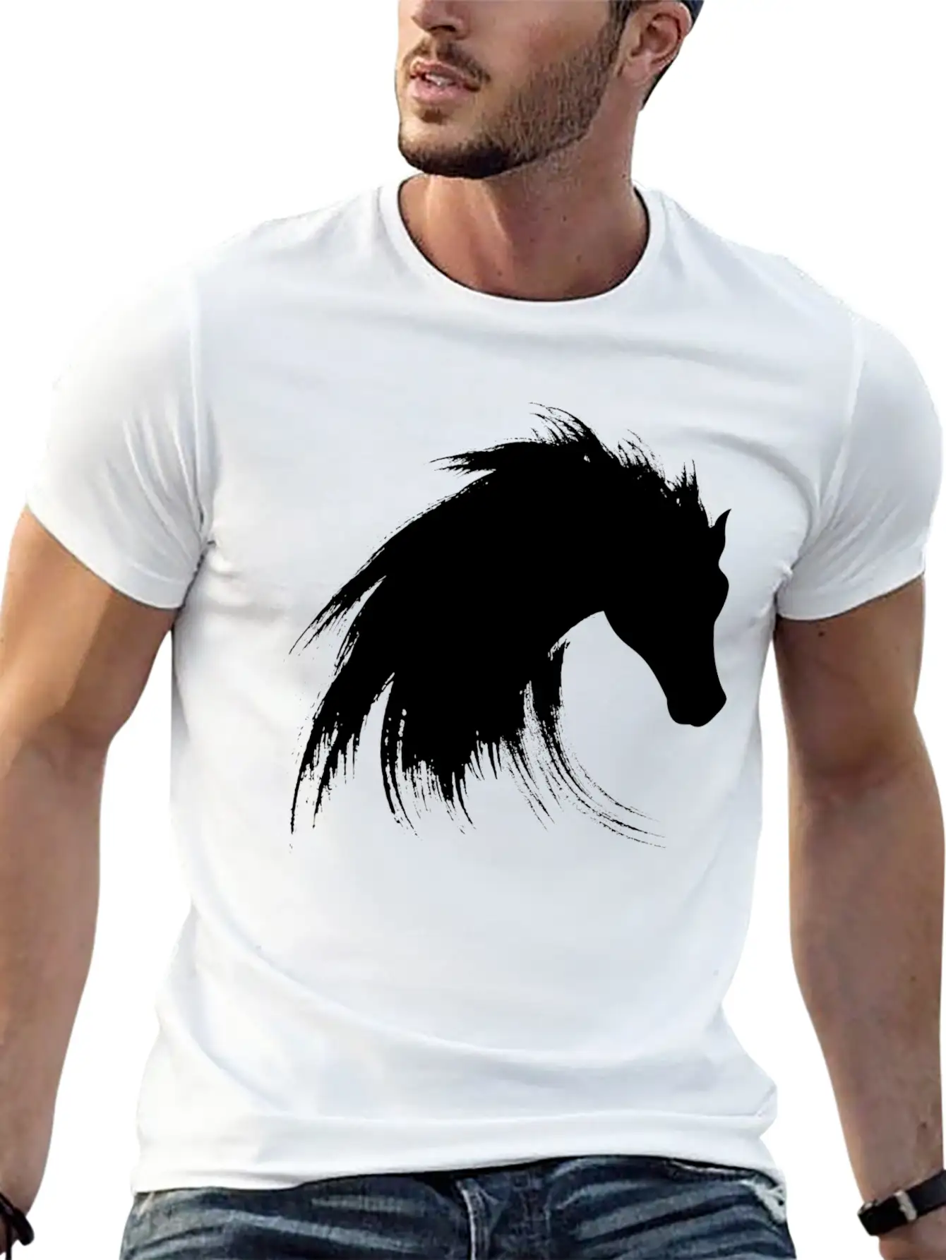 Horse Creative Design Unisex Short Sleeve Soft Cotton T-Shirt – Casual Everyday Wear