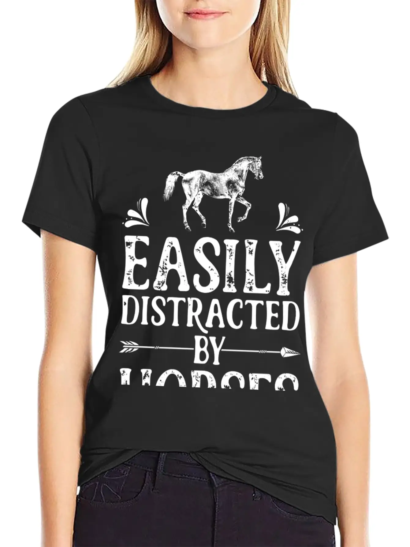 Horse Easily Distracted By Horses T Shirt I Love G Stylish Everyday T-Shirt – Unisex Basic Cotton Tee