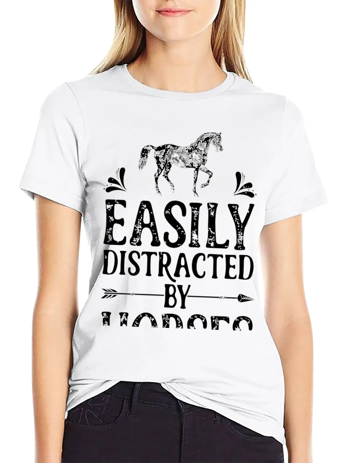 Horse Easily Distracted By Horses T Shirt I Love G Stylish Everyday T-Shirt – Unisex Basic Cotton Tee