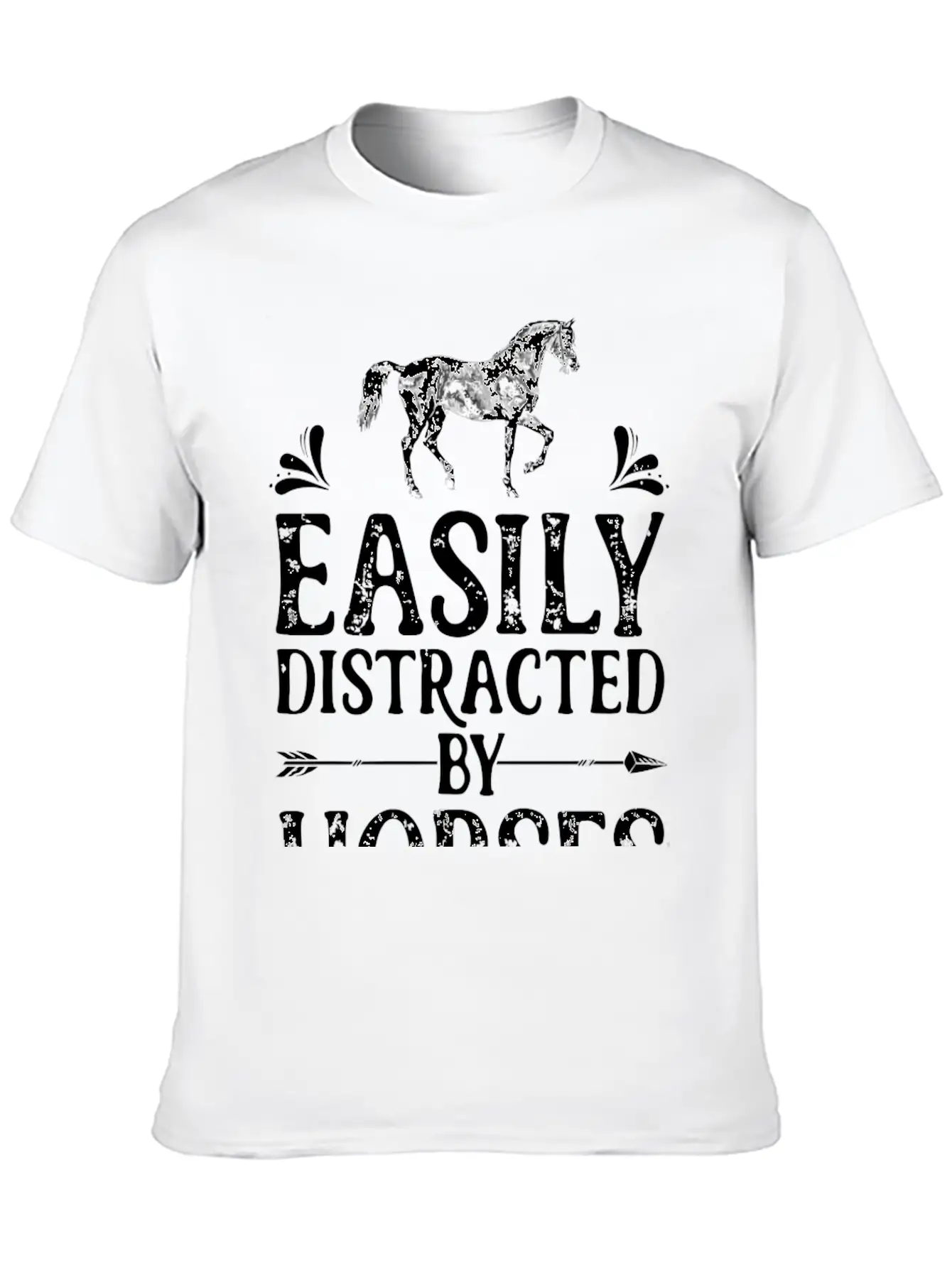 Horse Easily Distracted By Horses T Shirt I Love G Stylish Everyday T-Shirt – Unisex Basic Cotton Tee