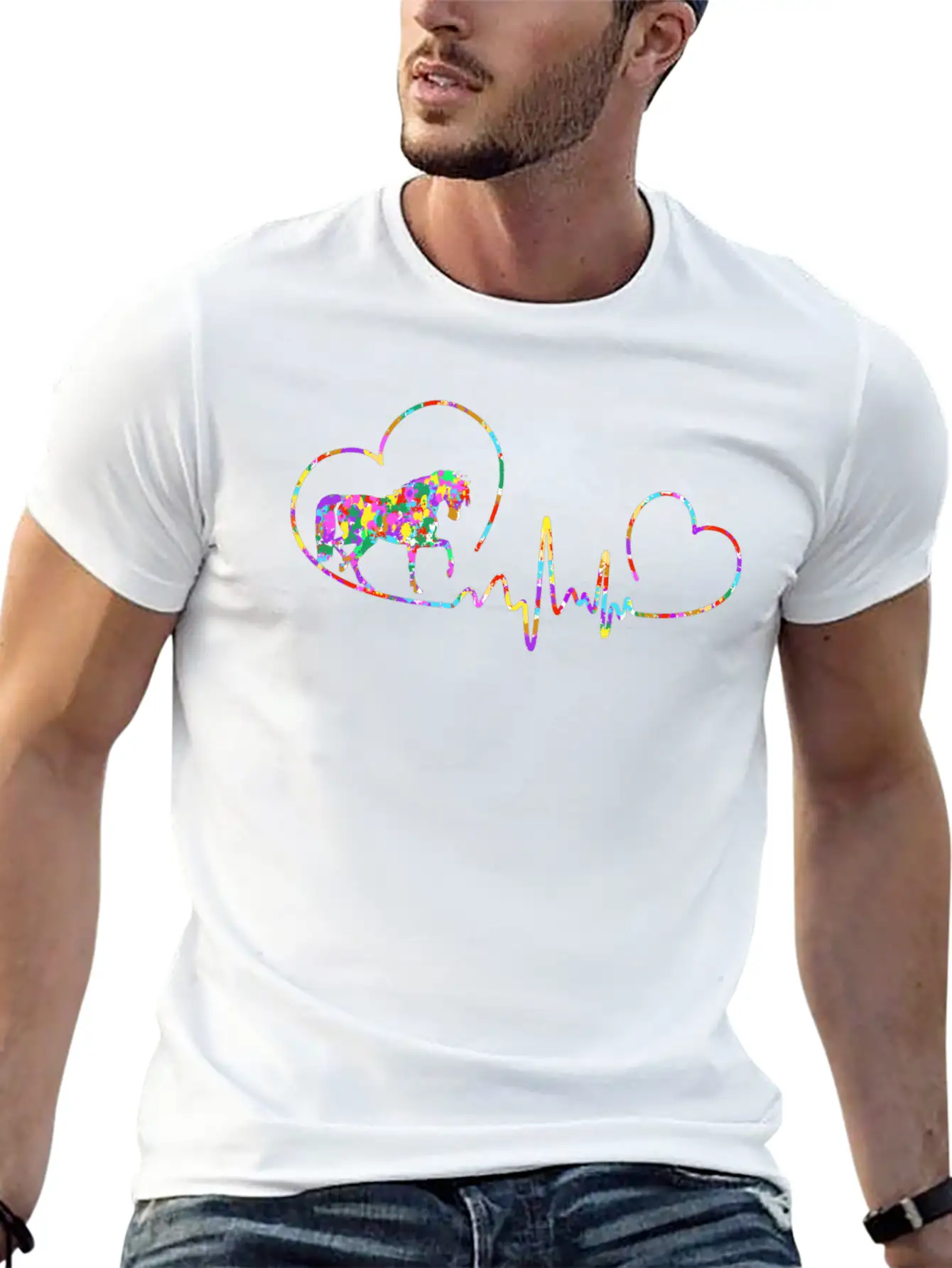 Horse Ecg Comfortable Minimalist Graphic Tee – Summer Style Essential