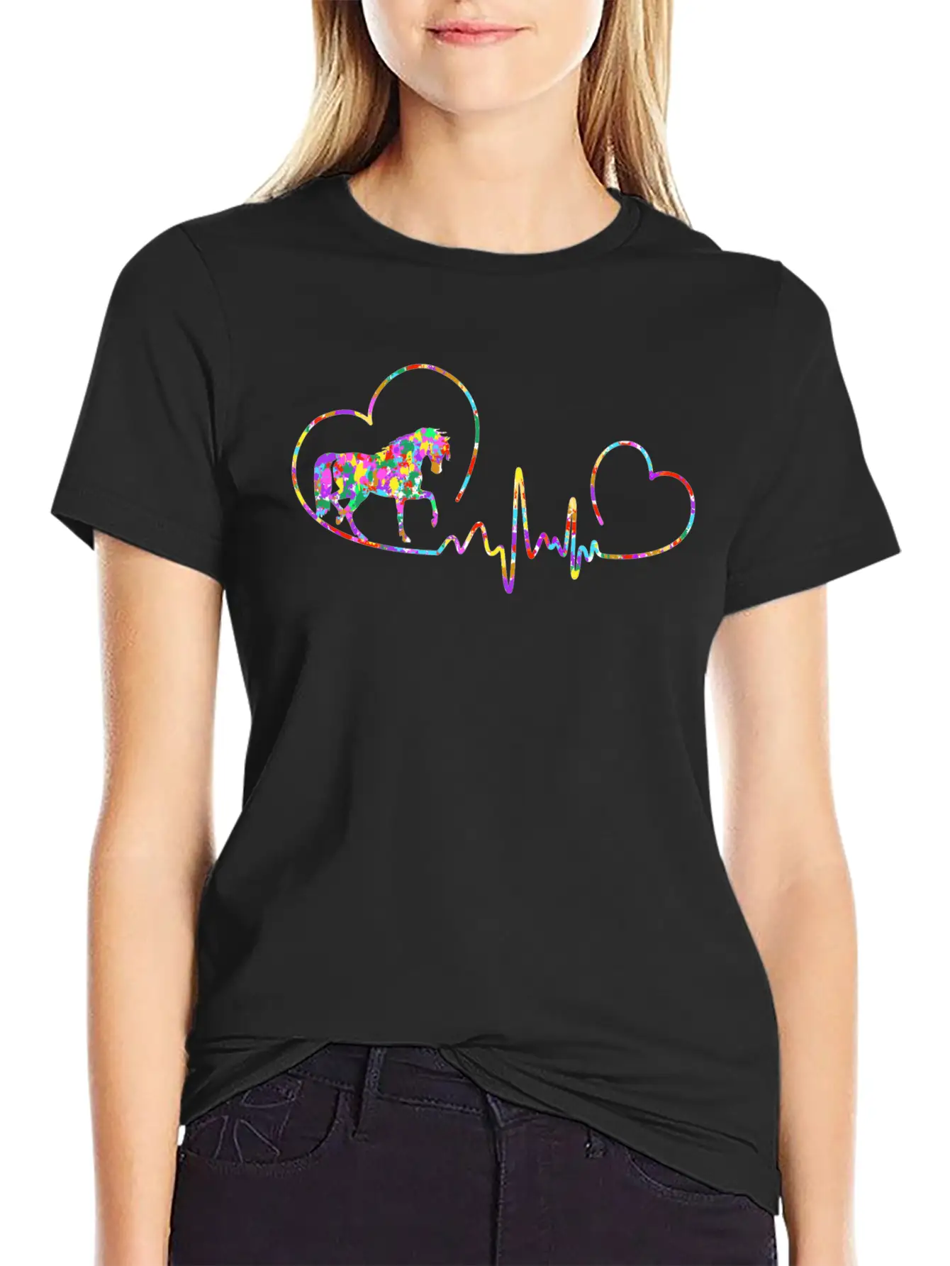 Horse Ecg Comfortable Minimalist Graphic Tee – Summer Style Essential