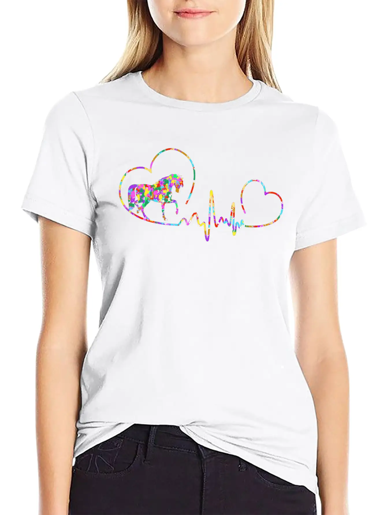 Horse Ecg Comfortable Minimalist Graphic Tee – Summer Style Essential
