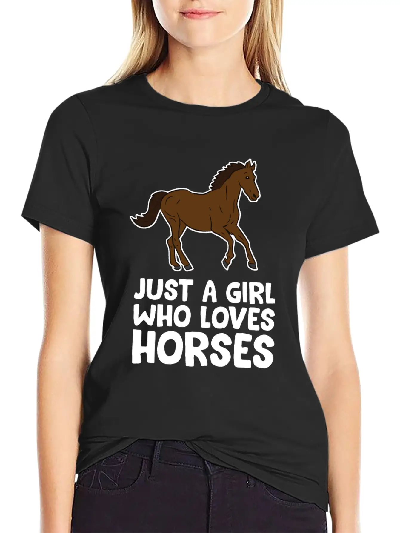 Horse Girl Just A Girl Who Loves Horses Stylish Everyday T-Shirt – Unisex Basic Cotton Tee