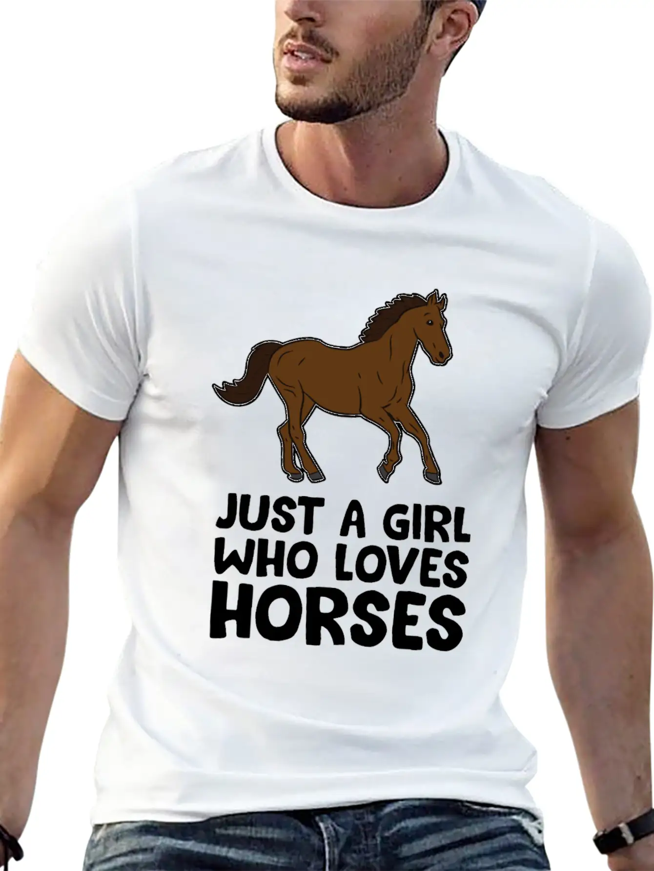 Horse Girl Just A Girl Who Loves Horses Stylish Everyday T-Shirt – Unisex Basic Cotton Tee