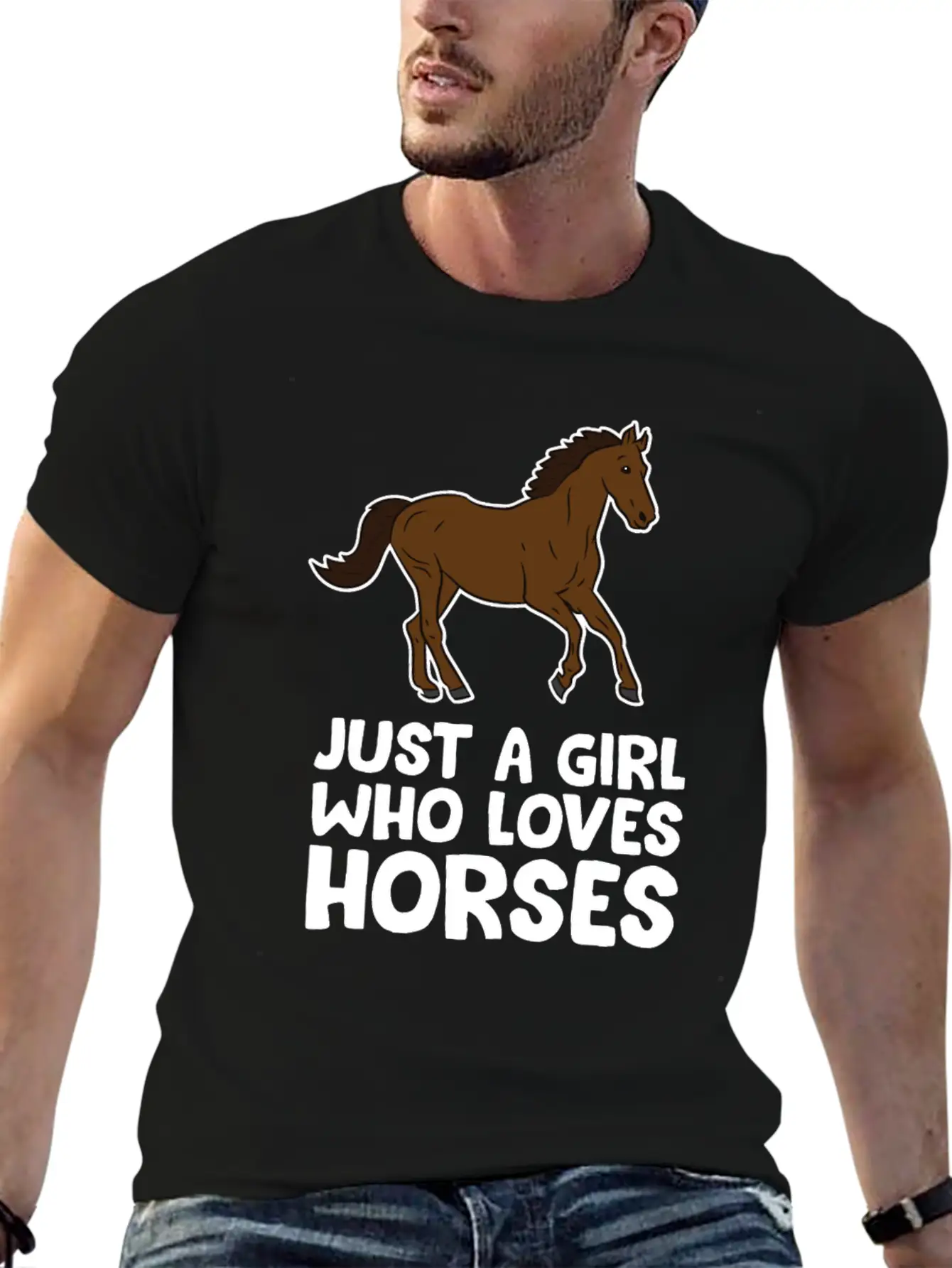 Horse Girl Just A Girl Who Loves Horses Stylish Everyday T-Shirt – Unisex Basic Cotton Tee