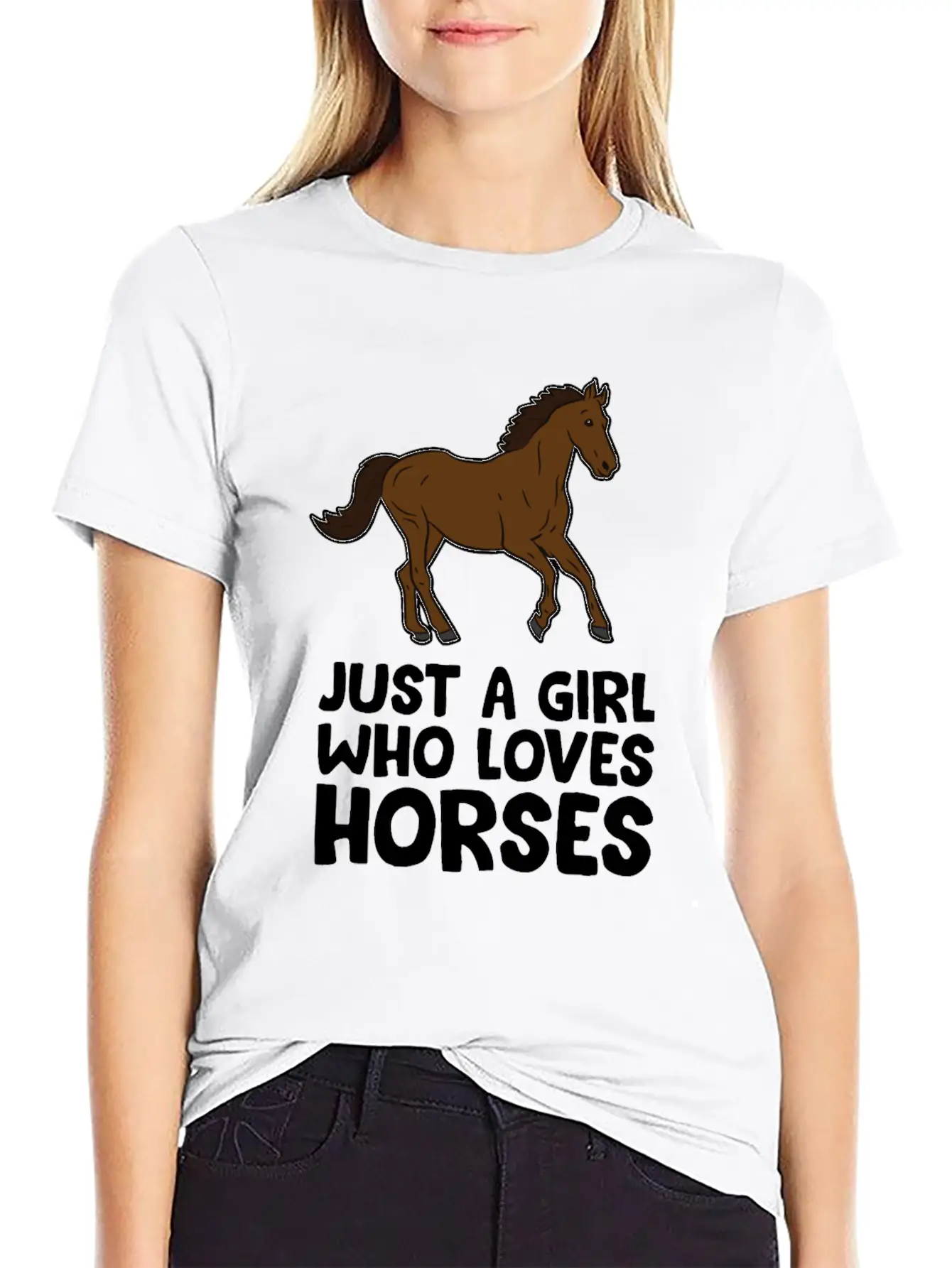 Horse Girl Just A Girl Who Loves Horses Stylish Everyday T-Shirt – Unisex Basic Cotton Tee