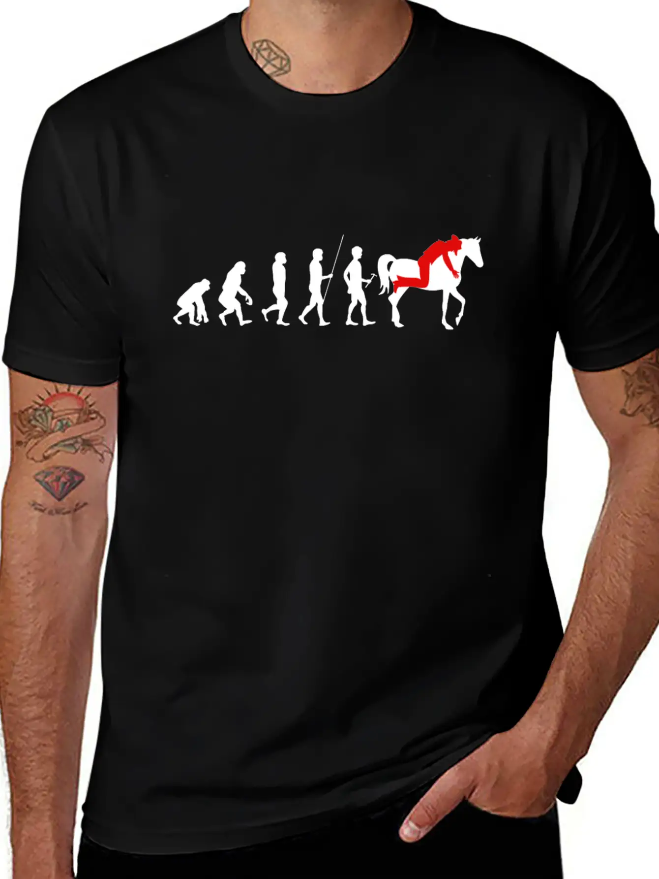 Horse Human Evolution Horse Lover Gift Basic Graphic T-Shirt – Daily Comfort In Soft Cotton