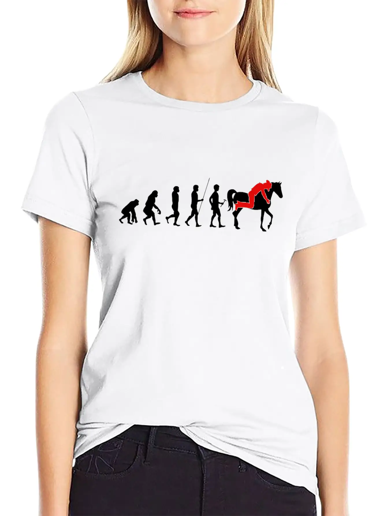 Horse Human Evolution Horse Lover Gift Basic Graphic T-Shirt – Daily Comfort In Soft Cotton