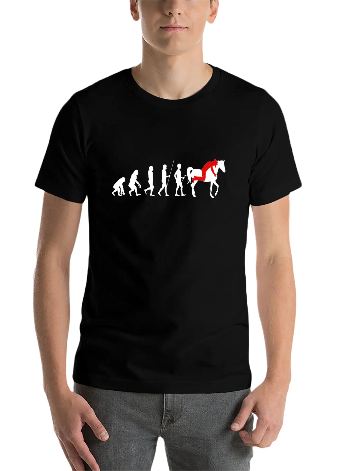 Horse Human Evolution Horse Lover Gift Basic Graphic T-Shirt – Daily Comfort In Soft Cotton