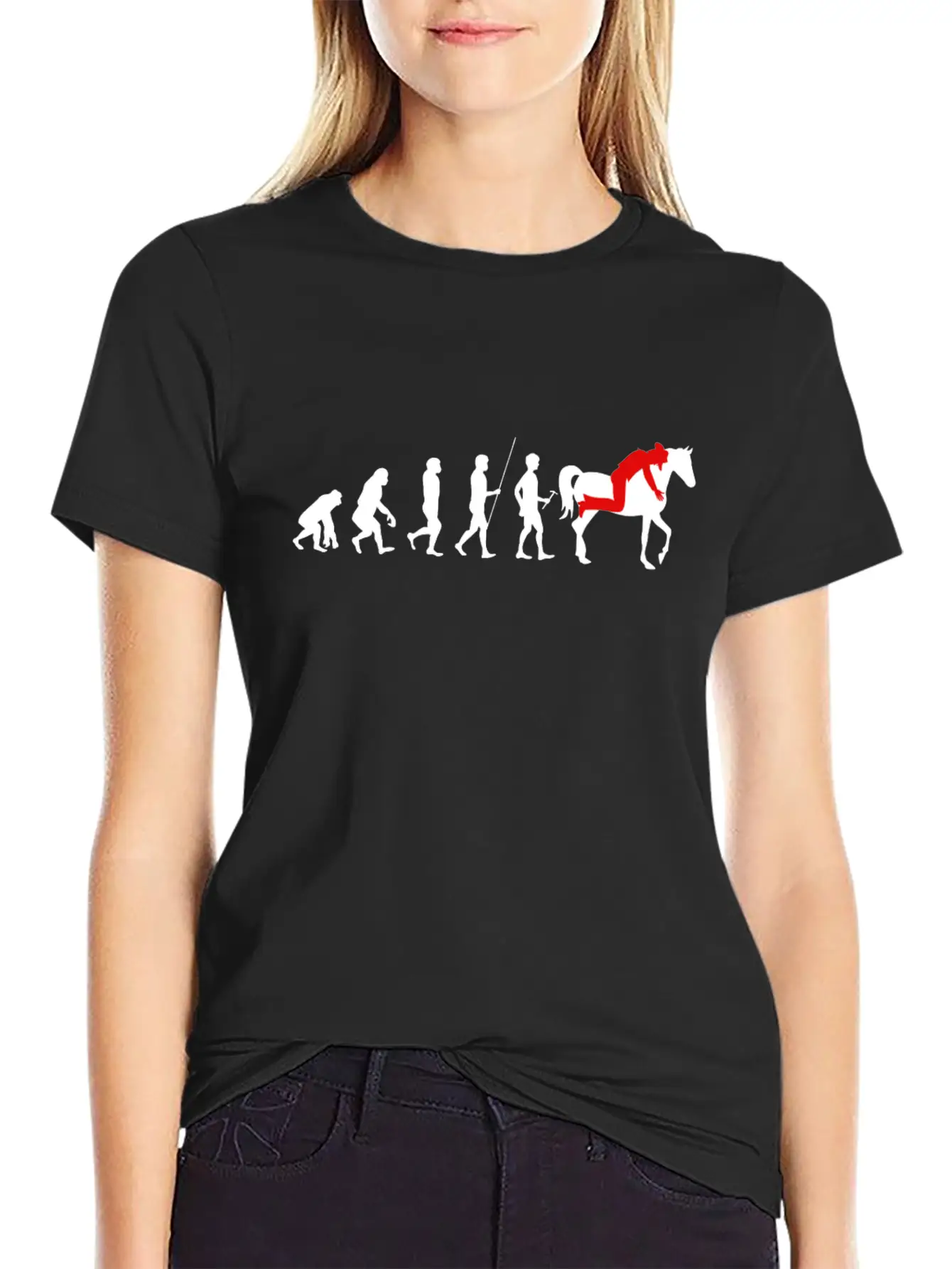 Horse Human Evolution Horse Lover Gift Basic Graphic T-Shirt – Daily Comfort In Soft Cotton