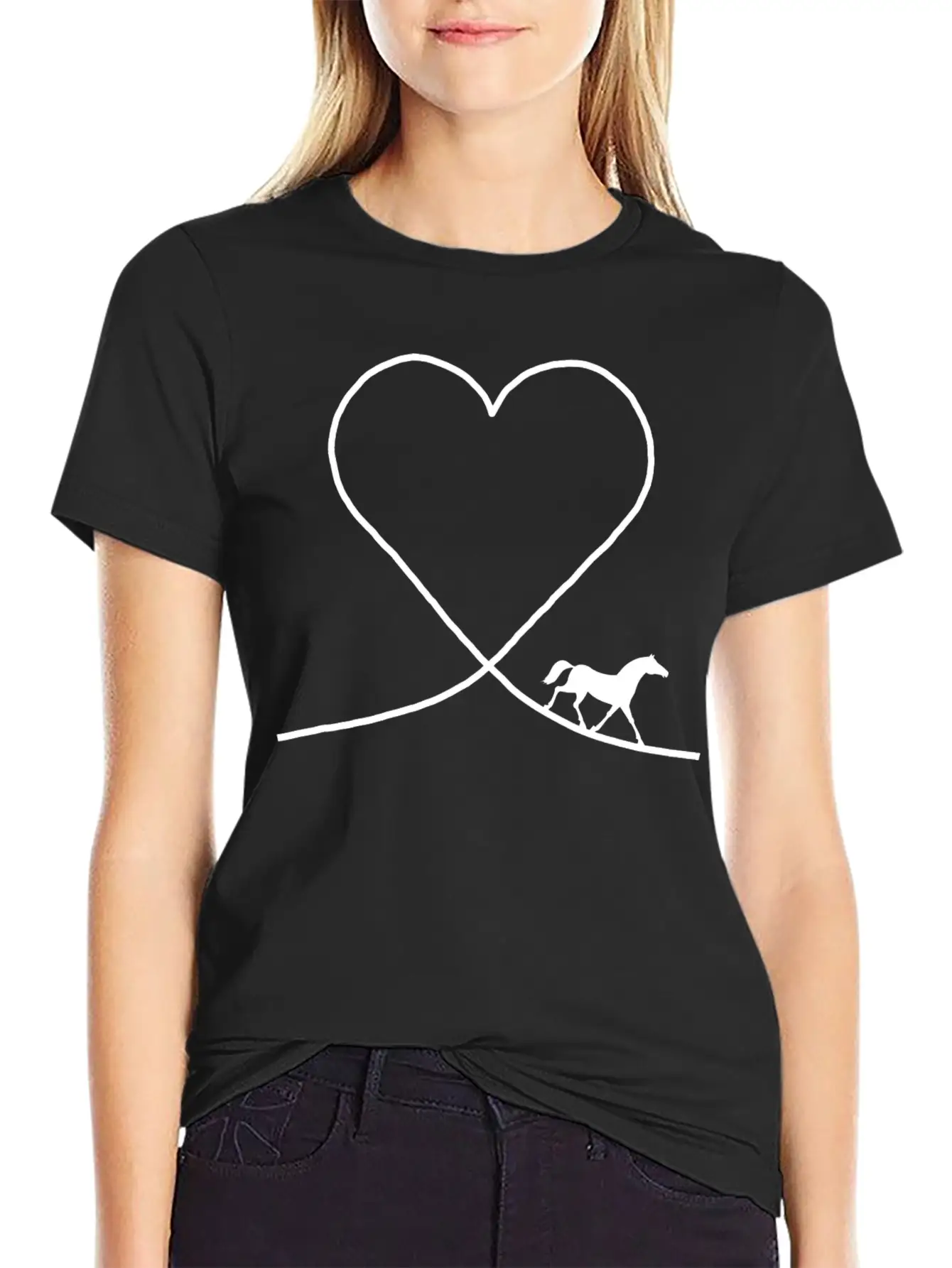 Horse On Heart - Love For Riding Horses Gift Idea Timeless Short Sleeve Tee – Comfy And Minimalist Design