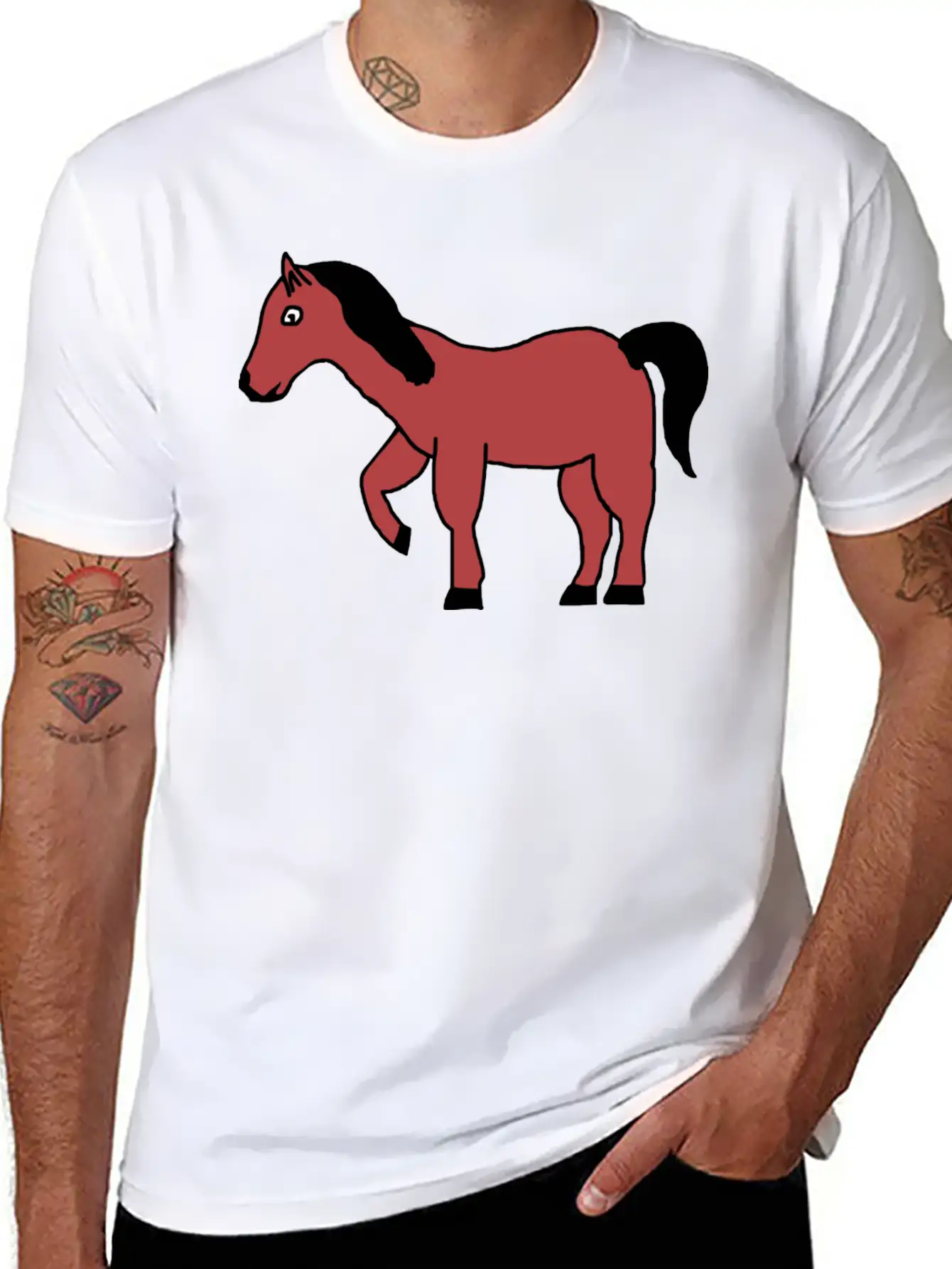 Horse Pony Animal Unisex Short Sleeve Soft Cotton T-Shirt – Casual Everyday Wear