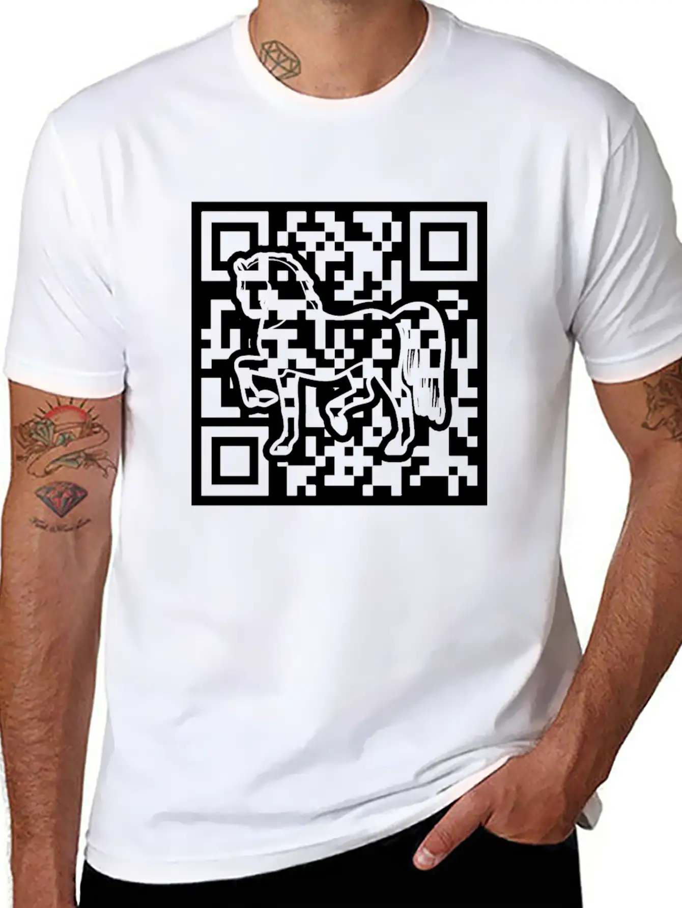 Horse QR Code Basic Graphic T-Shirt – Daily Comfort In Soft Cotton