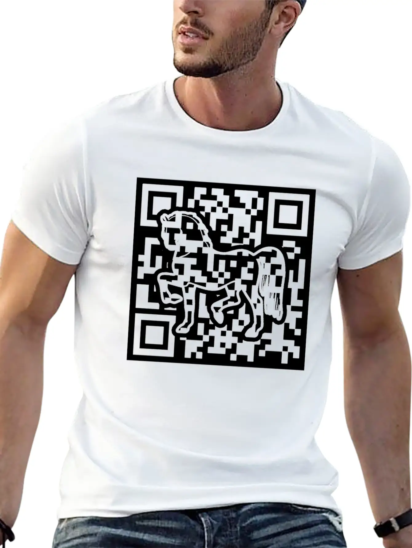 Horse QR Code Basic Graphic T-Shirt – Daily Comfort In Soft Cotton