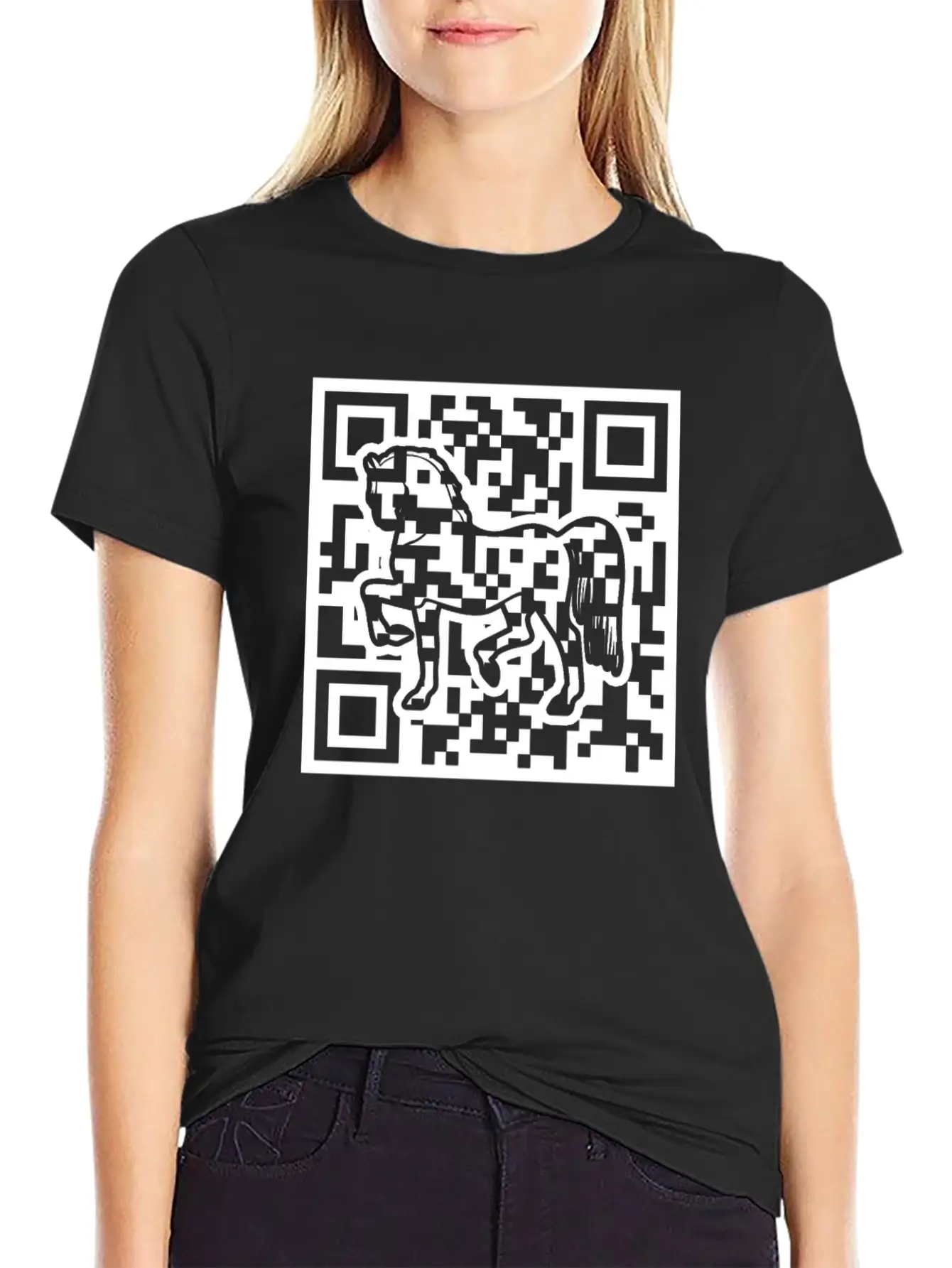 Horse QR Code Basic Graphic T-Shirt – Daily Comfort In Soft Cotton
