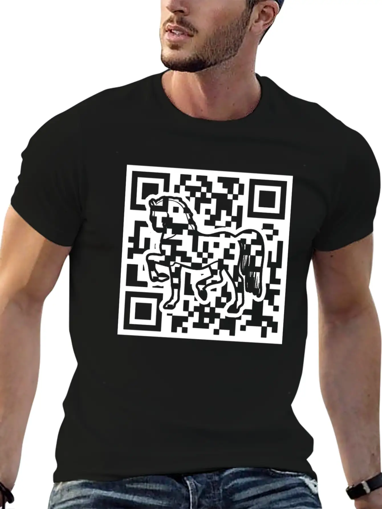 Horse QR Code Basic Graphic T-Shirt – Daily Comfort In Soft Cotton