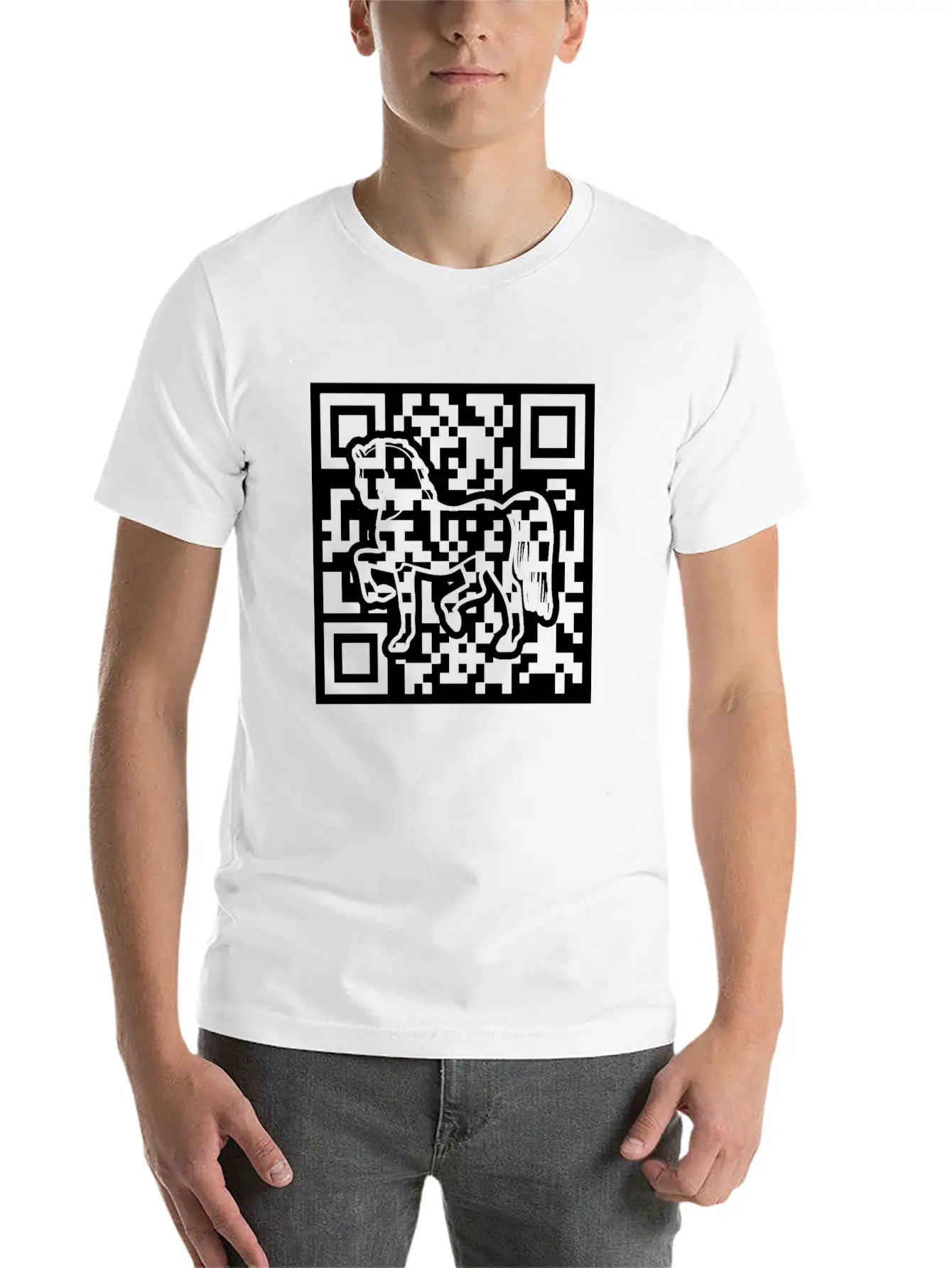 Horse QR Code Basic Graphic T-Shirt – Daily Comfort In Soft Cotton