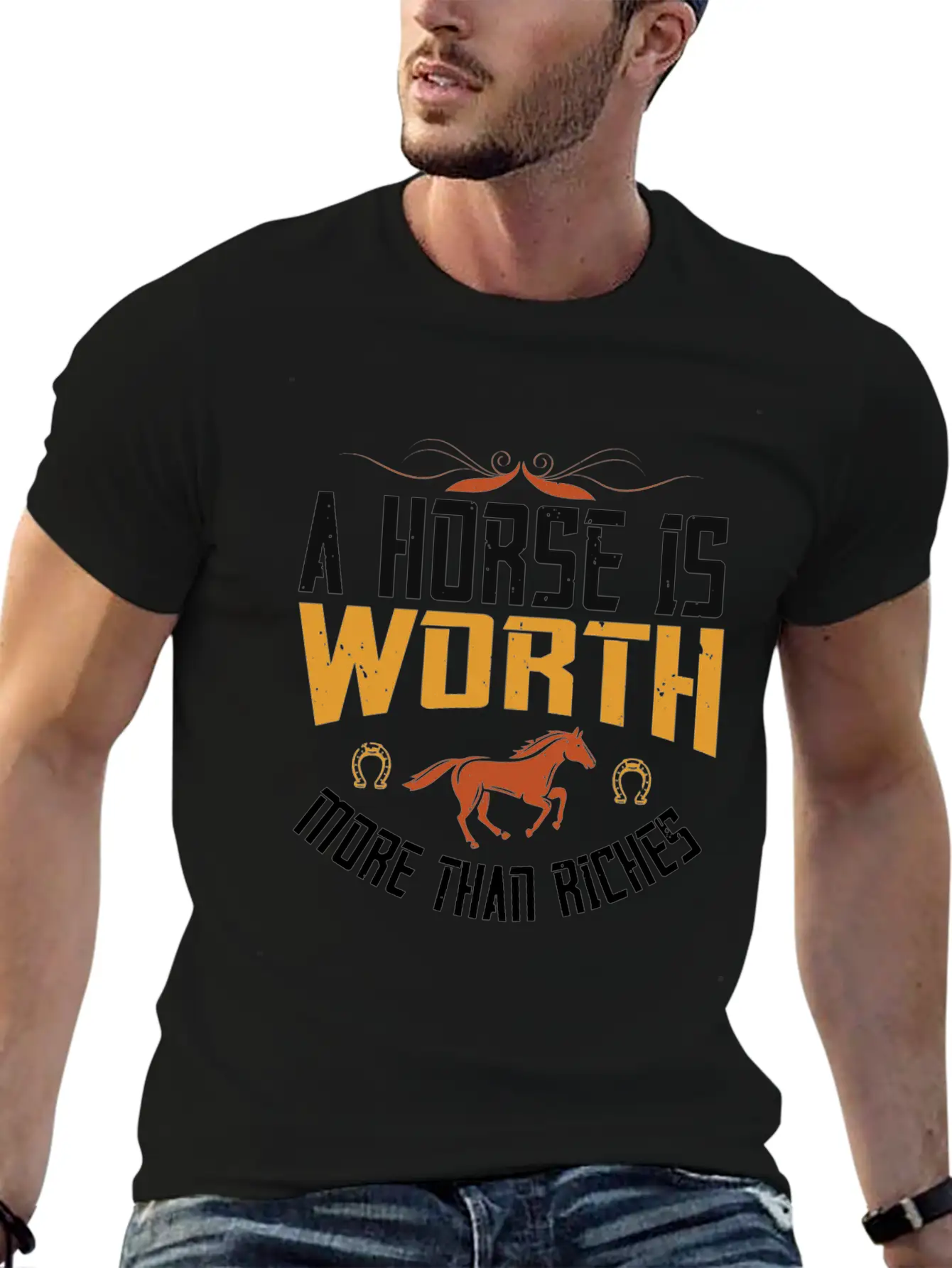 Horse RideA Horse Is Worth More Than Riches Timeless Short Sleeve Tee – Comfy And Minimalist Design