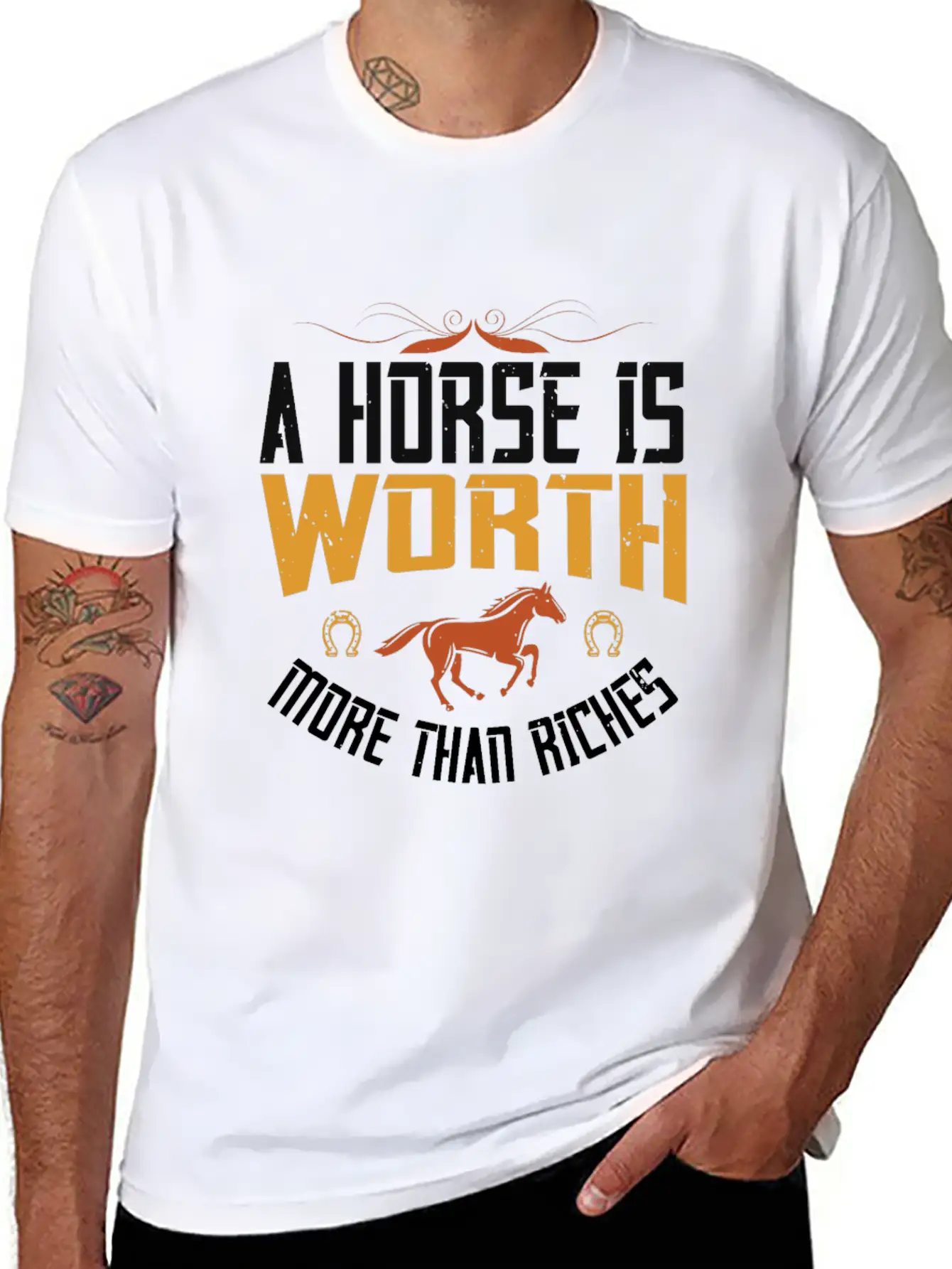 Horse RideA Horse Is Worth More Than Riches Timeless Short Sleeve Tee – Comfy And Minimalist Design