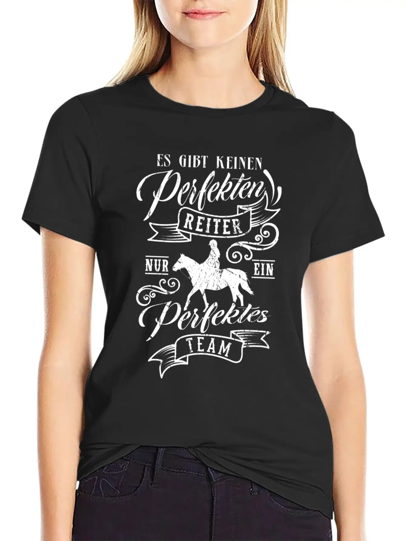 Horse Saying PERFECT TEAM Horse Girls Gift Comfortable Minimalist Graphic Tee – Summer Style Essential