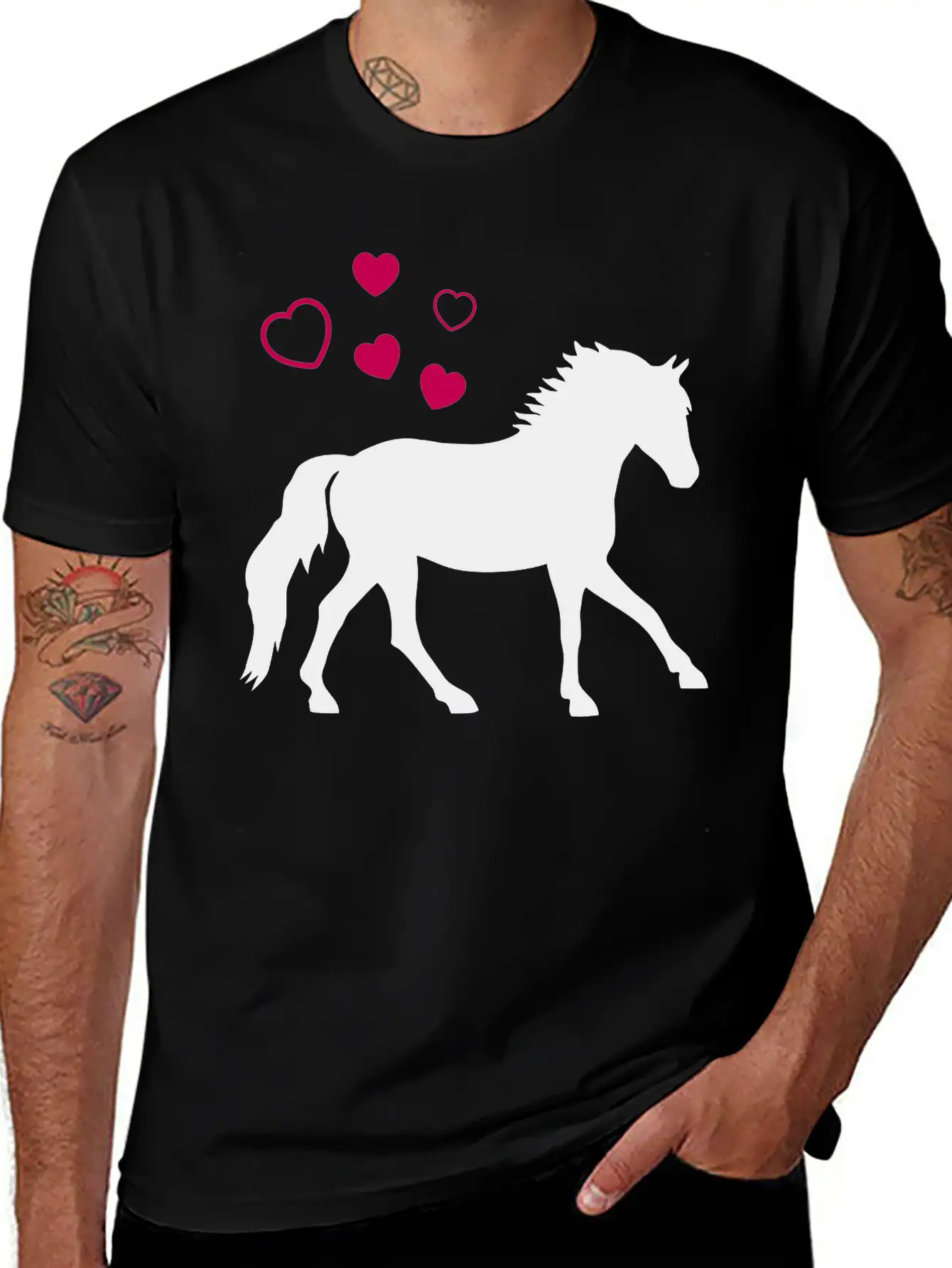 Horse With Hearts Basic Graphic T-Shirt – Daily Comfort In Soft Cotton