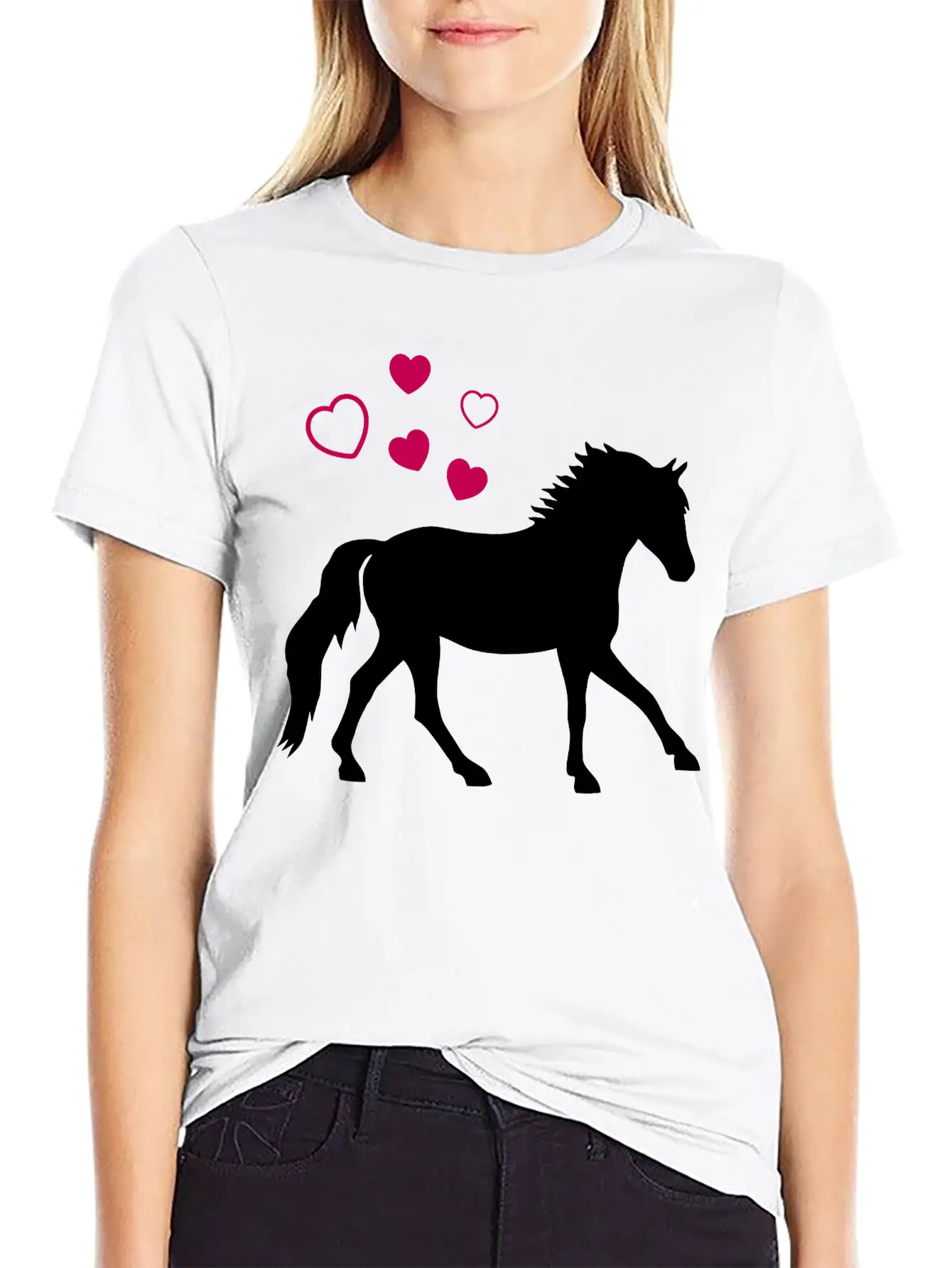 Horse With Hearts Basic Graphic T-Shirt – Daily Comfort In Soft Cotton