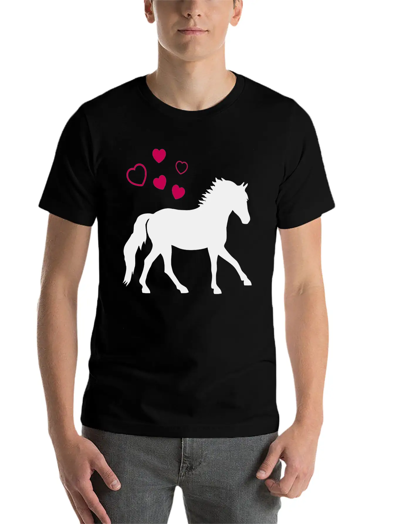 Horse With Hearts Basic Graphic T-Shirt – Daily Comfort In Soft Cotton