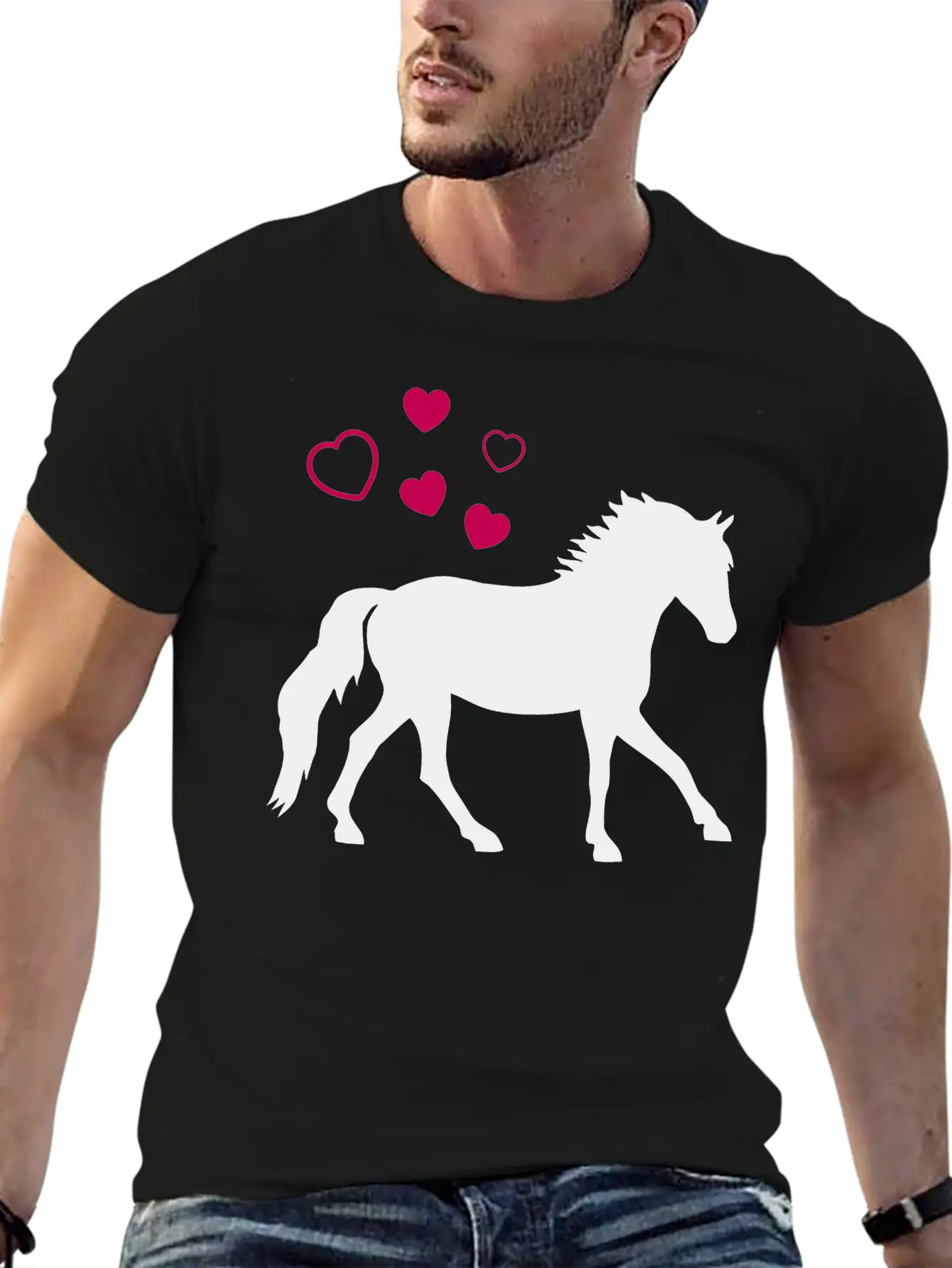Horse With Hearts Basic Graphic T-Shirt – Daily Comfort In Soft Cotton