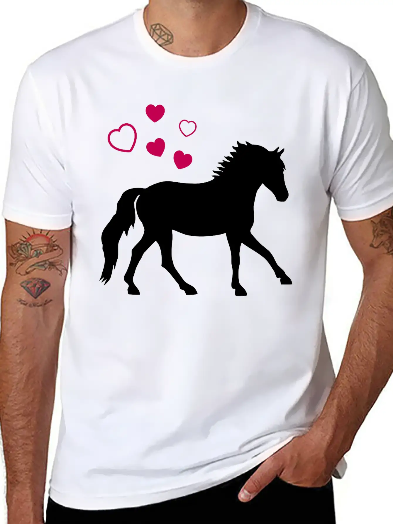 Horse With Hearts Basic Graphic T-Shirt – Daily Comfort In Soft Cotton