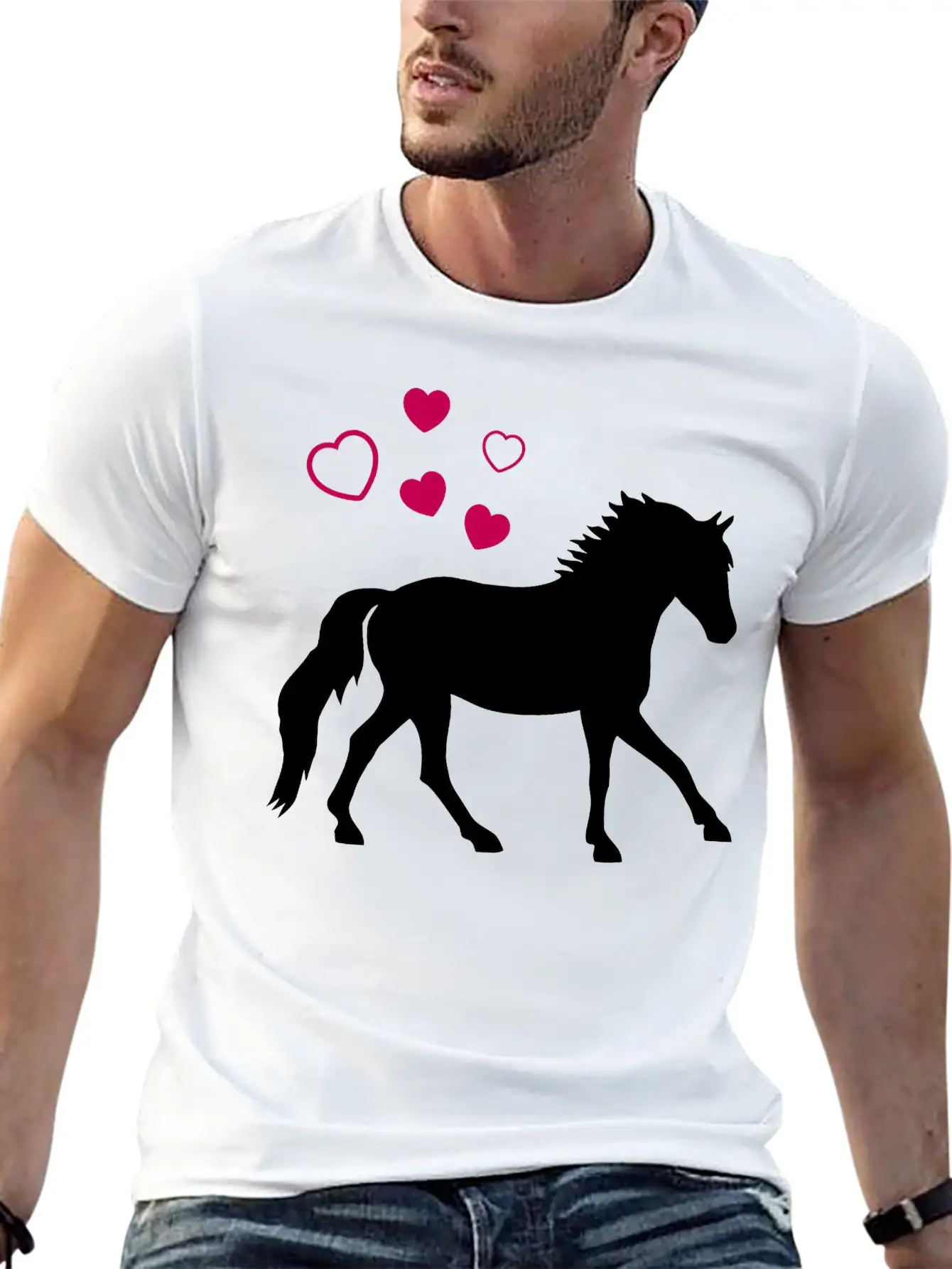 Horse With Hearts Basic Graphic T-Shirt – Daily Comfort In Soft Cotton