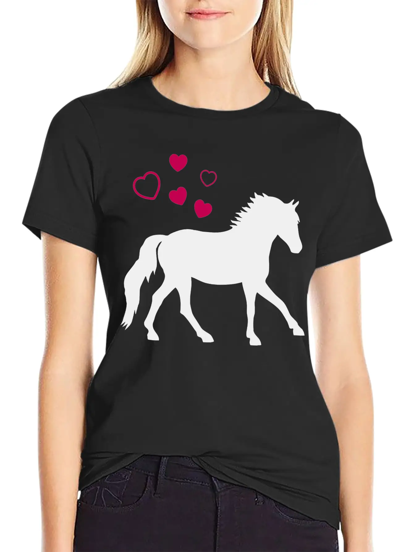 Horse With Hearts Basic Graphic T-Shirt – Daily Comfort In Soft Cotton