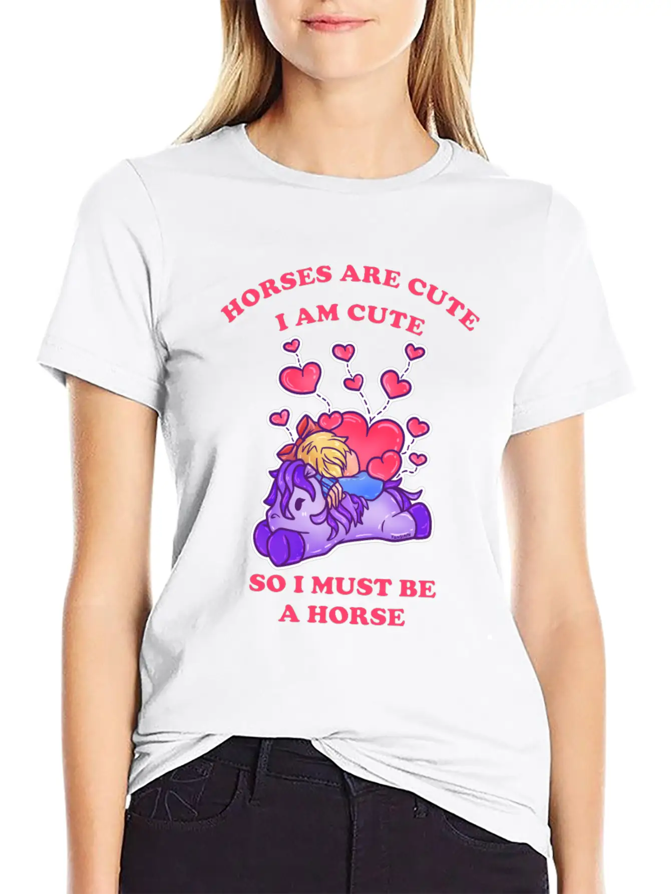 Horses Are Cute I Am Cute So I Must Be A Horse Comfortable Minimalist Graphic Tee – Summer Style Essential