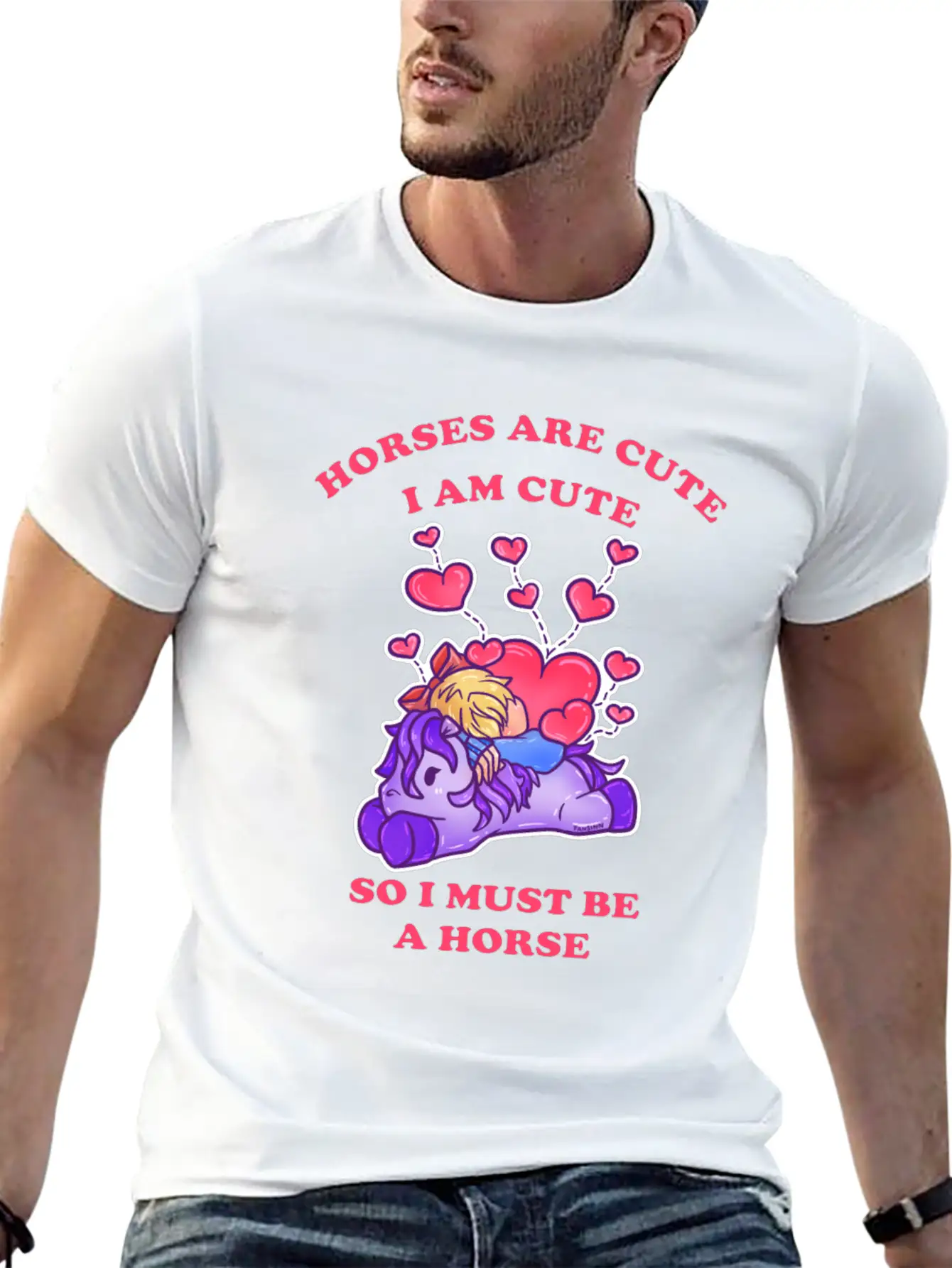 Horses Are Cute I Am Cute So I Must Be A Horse Comfortable Minimalist Graphic Tee – Summer Style Essential