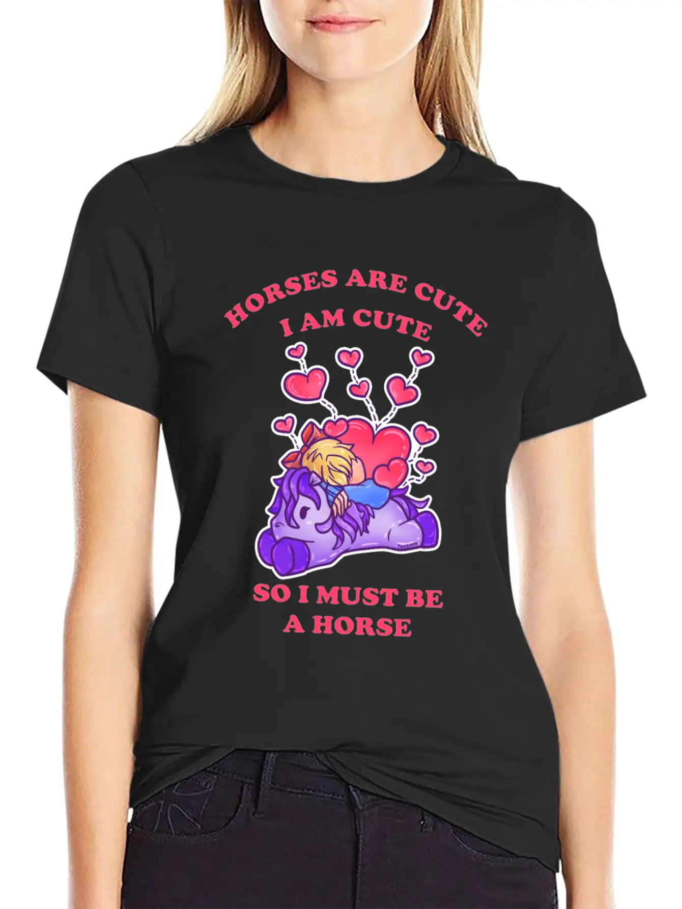 Horses Are Cute I Am Cute So I Must Be A Horse Comfortable Minimalist Graphic Tee – Summer Style Essential