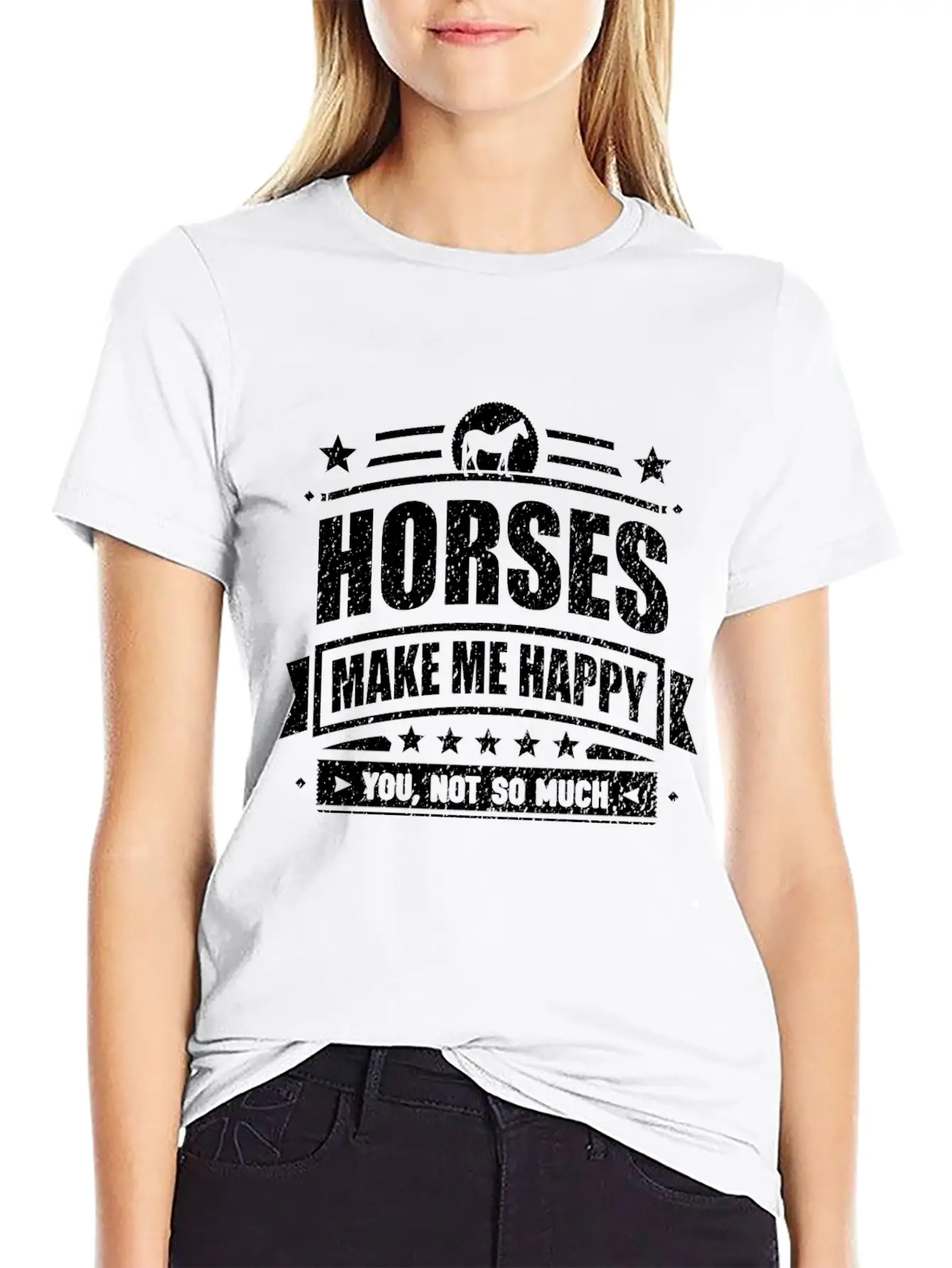Horses Make Me Happy Funny Horse Gift T-shirt Unisex Casual T-Shirt – Clean Design For Daily Comfort